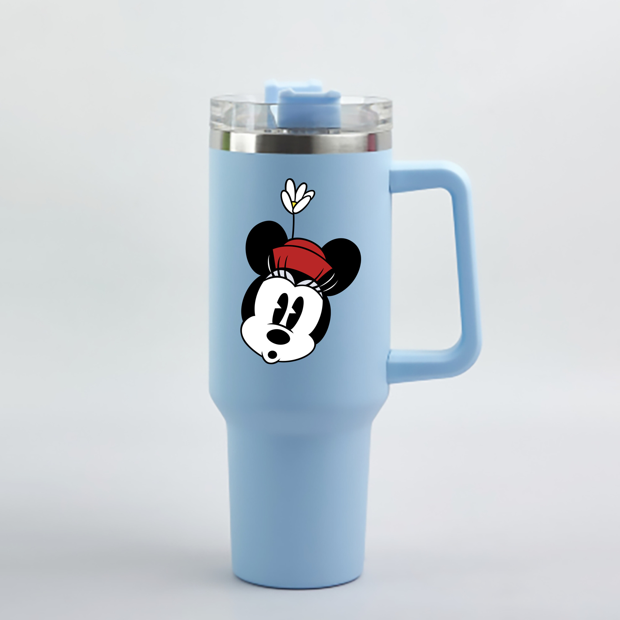 （画像用） ミッキーマウス Mickey Mouse 1200mL車用タンブラー - クリスタルステッカー（プラスチックストロー付き）