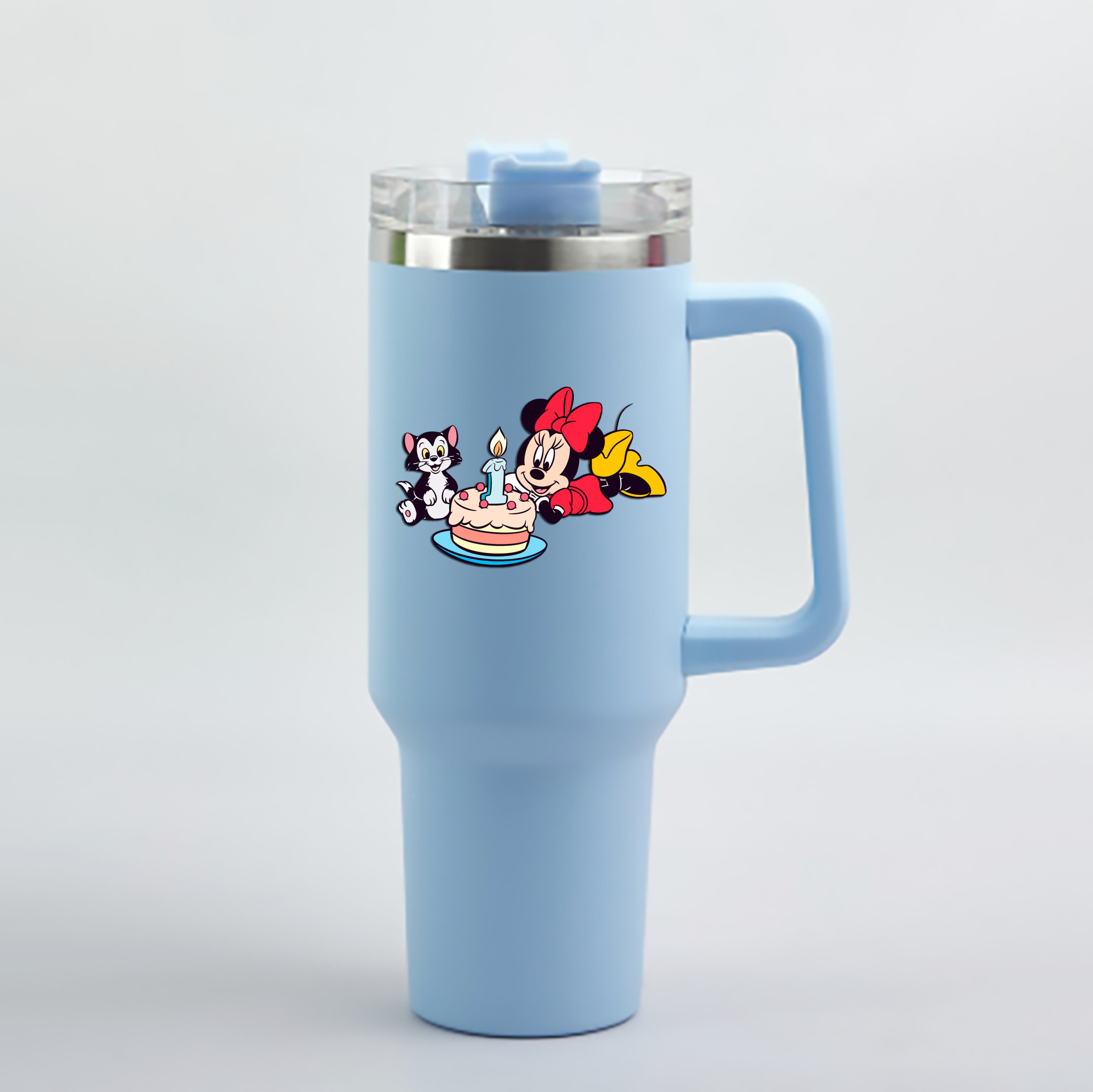 （画像用） ミッキーマウス Mickey Mouse 1200mL車用タンブラー - クリスタルステッカー（プラスチックストロー付き）