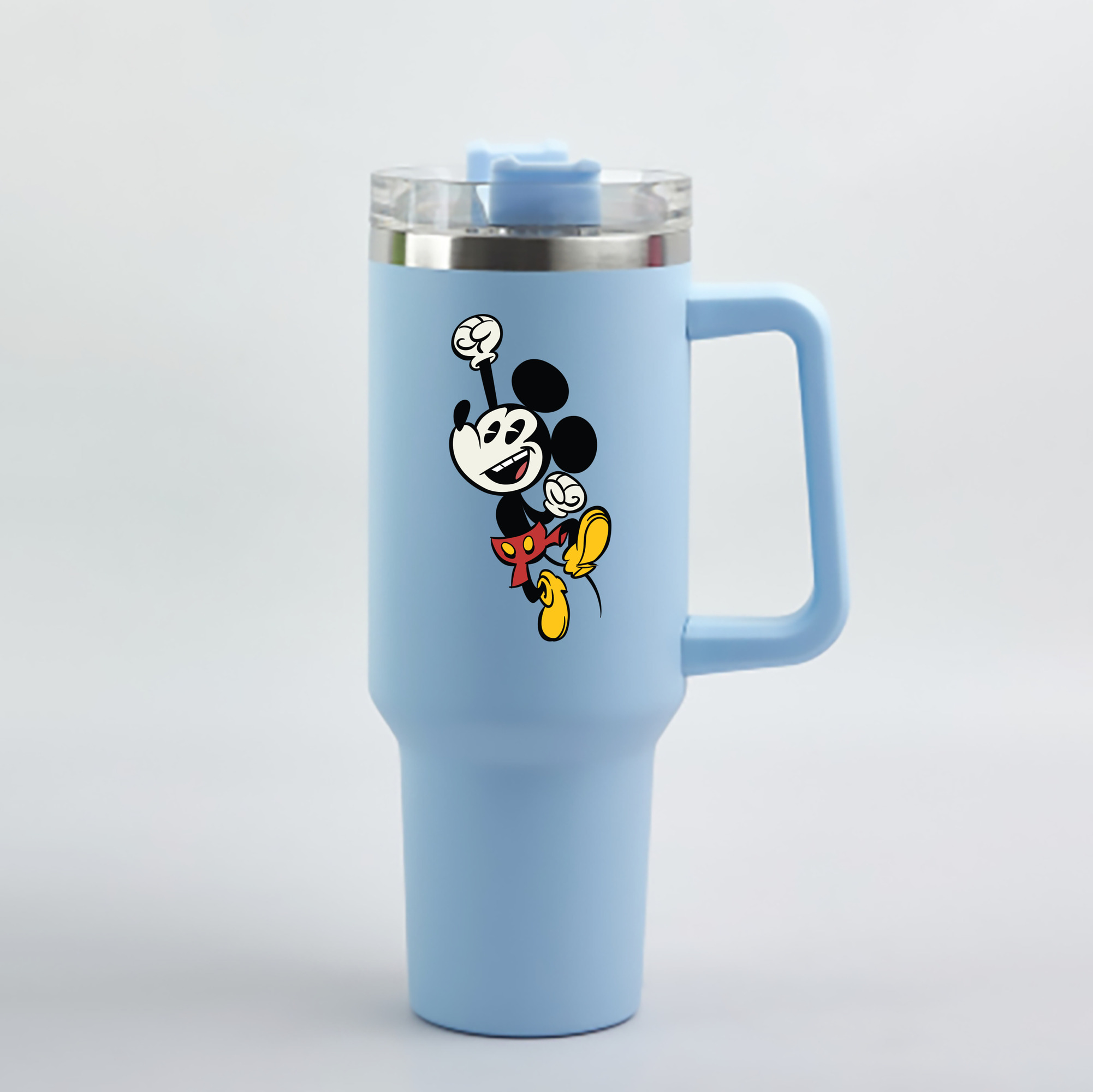 （画像用） ミッキーマウス Mickey Mouse 1200mL車用タンブラー - クリスタルステッカー（プラスチックストロー付き）