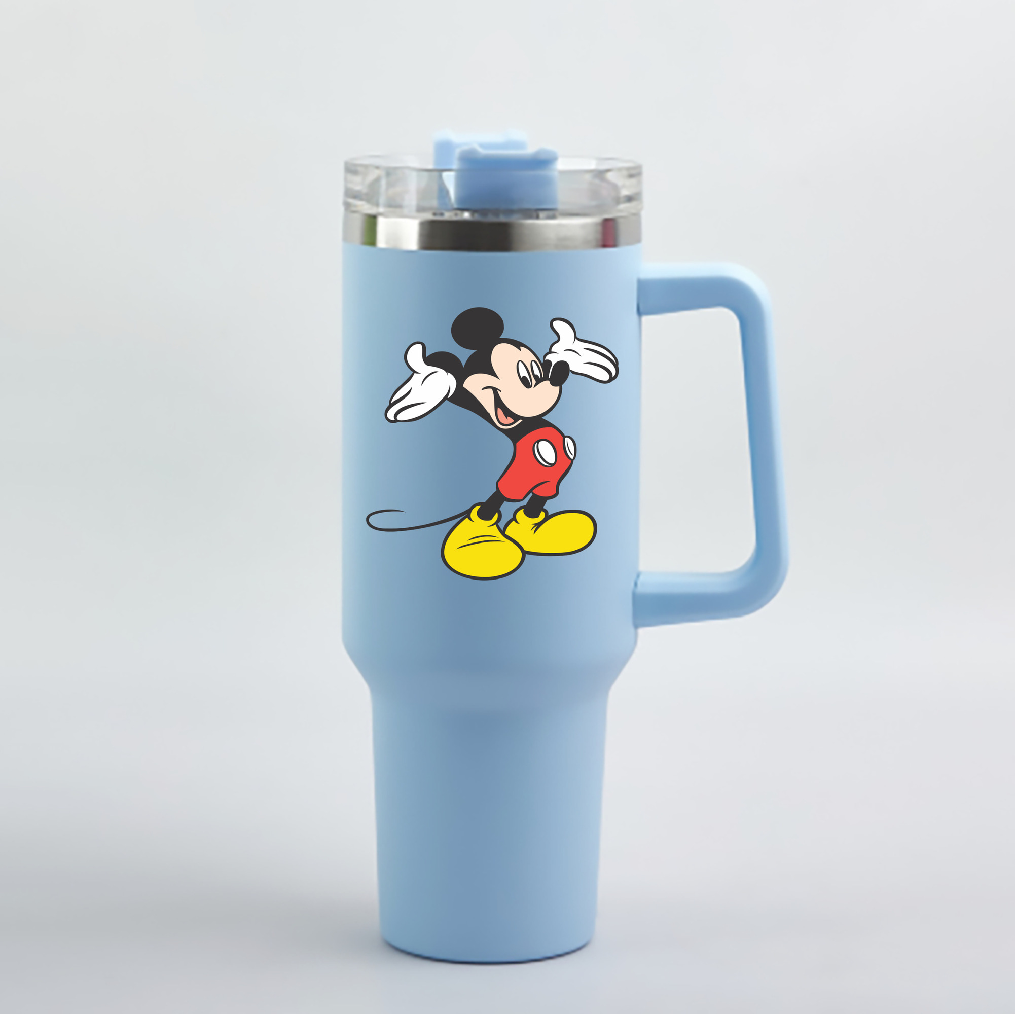 （画像用） ミッキーマウス Mickey Mouse 1200mL車用タンブラー - クリスタルステッカー（プラスチックストロー付き）