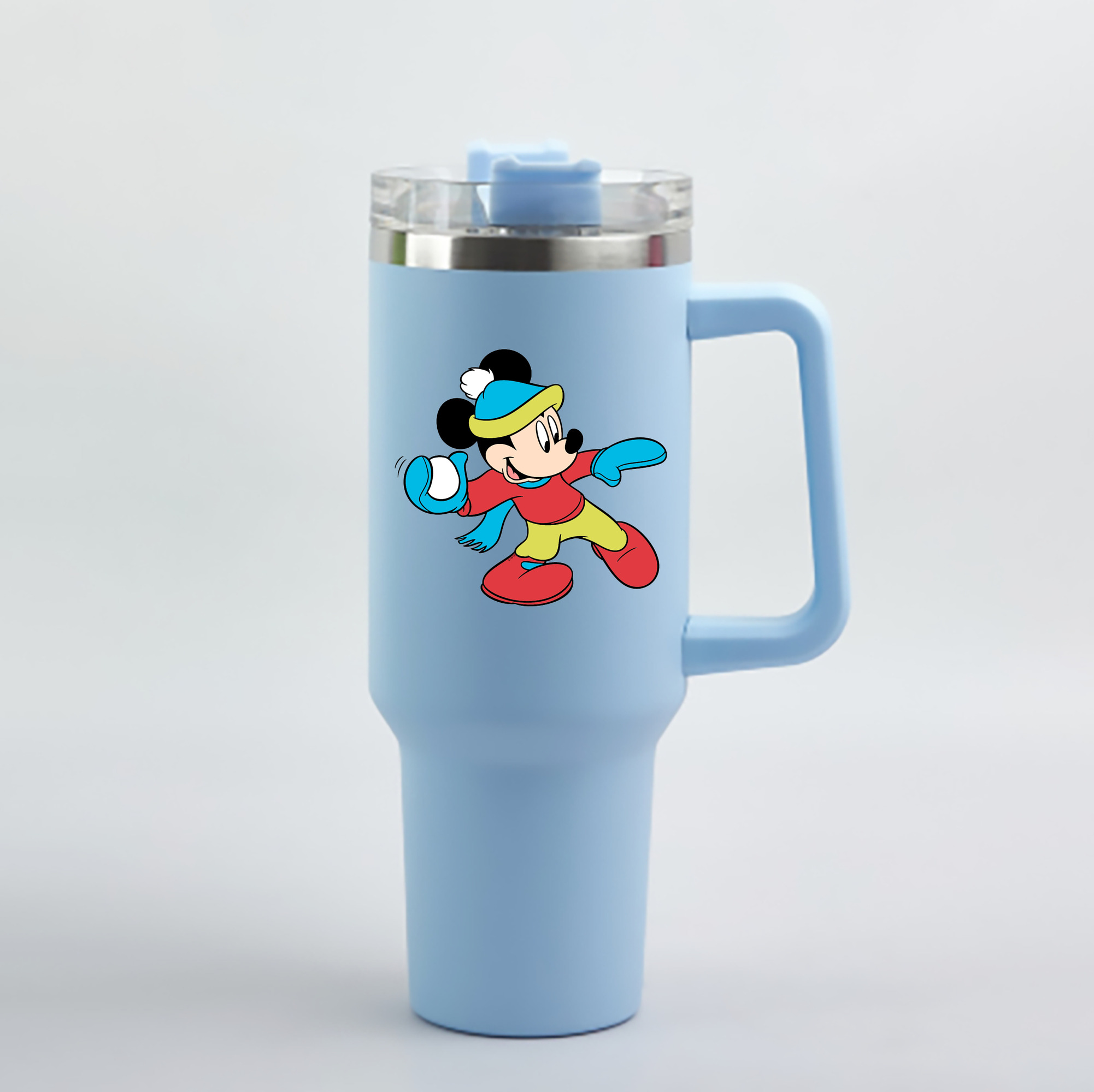 （画像用） ミッキーマウス Mickey Mouse 1200mL車用タンブラー - クリスタルステッカー（プラスチックストロー付き）