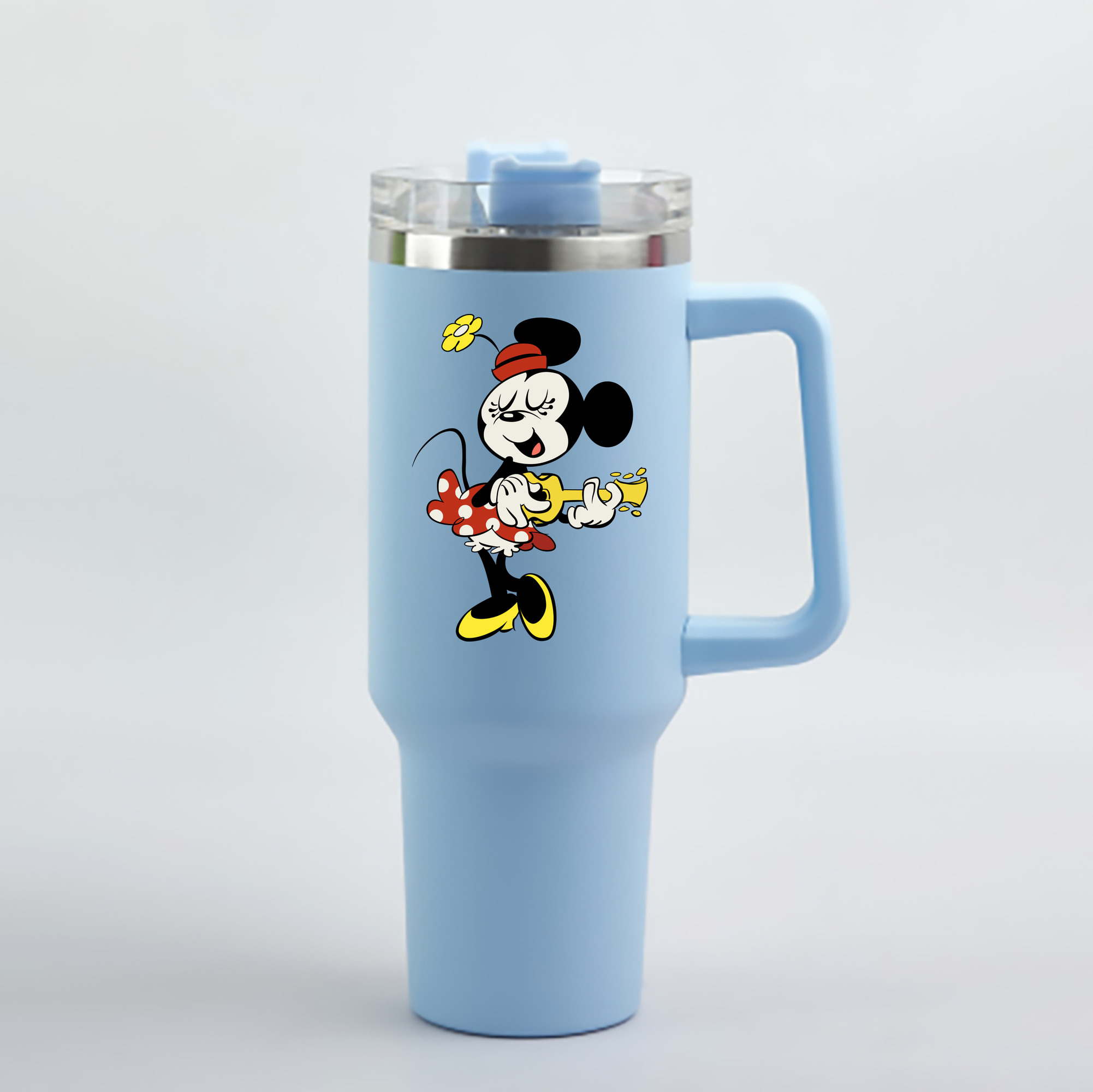 （画像用） ミッキーマウス Mickey Mouse 1200mL車用タンブラー - クリスタルステッカー（プラスチックストロー付き）
