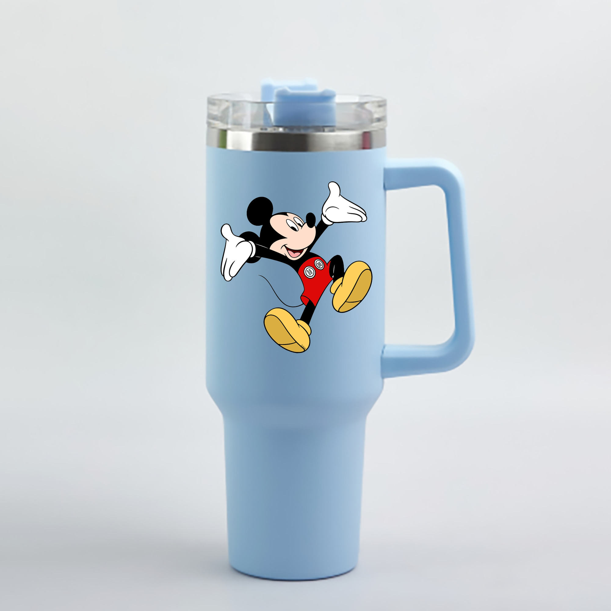 （画像用） ミッキーマウス Mickey Mouse 1200mL車用タンブラー - クリスタルステッカー（プラスチックストロー付き）