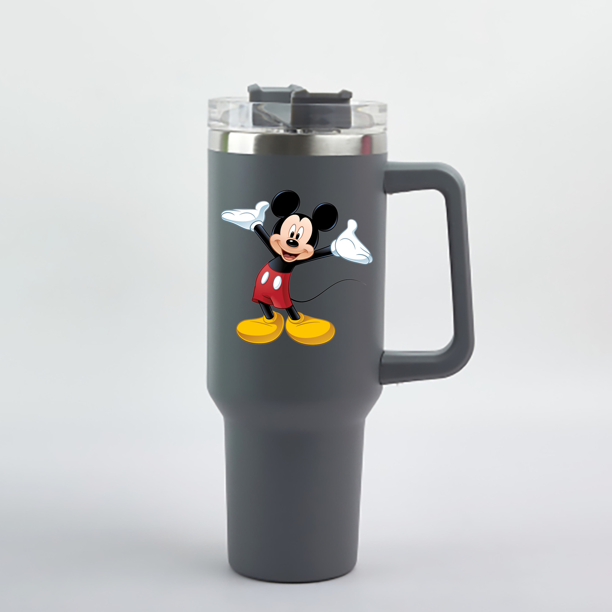 （画像用） ミッキーマウス Mickey Mouse 1200mL車用タンブラー - クリスタルステッカー（プラスチックストロー付き）