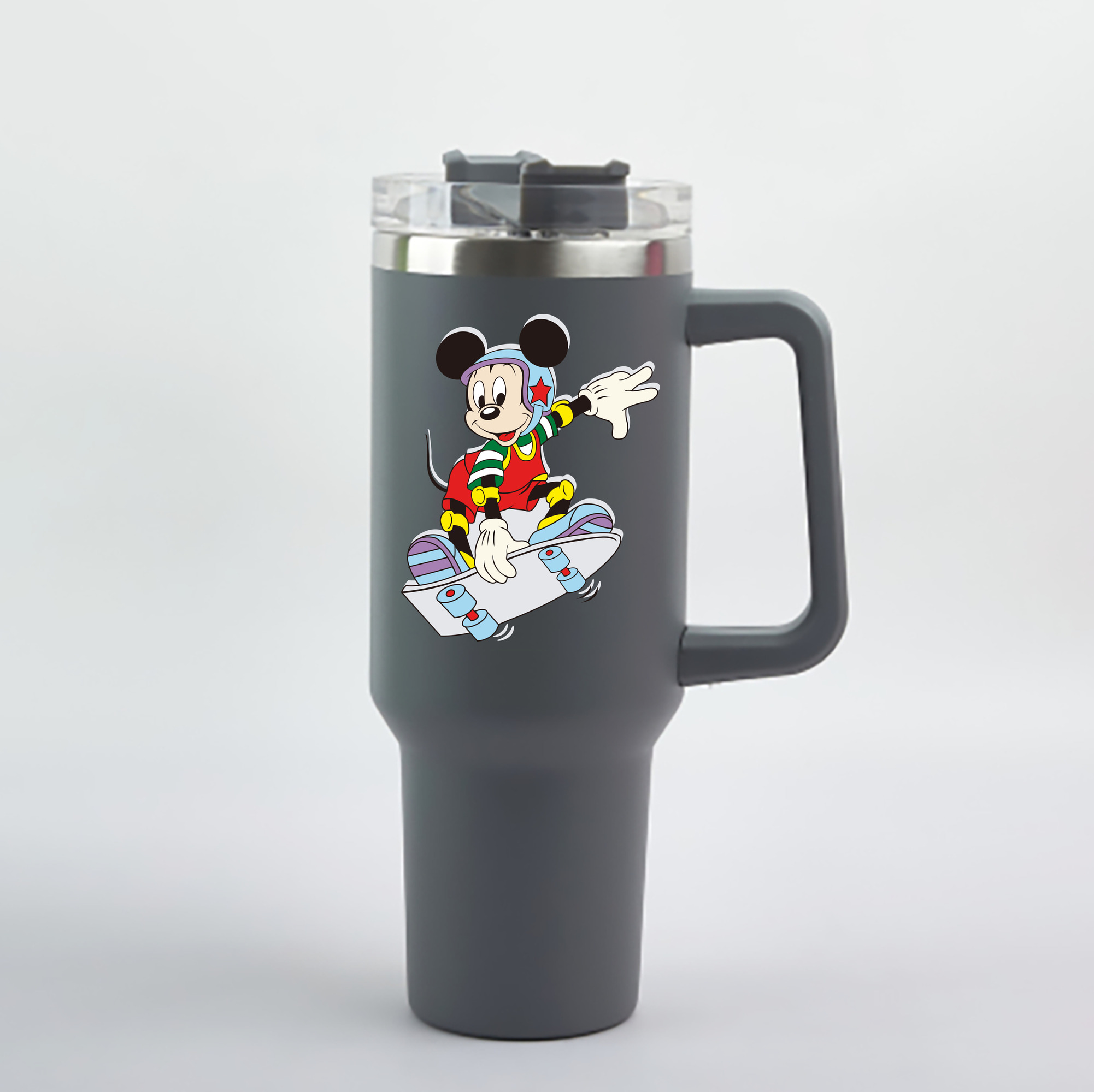 （画像用） ミッキーマウス Mickey Mouse 1200mL車用タンブラー - クリスタルステッカー（プラスチックストロー付き）