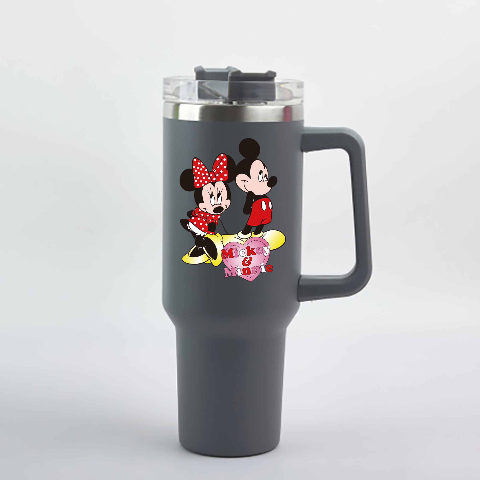 ミッキーマウス Mickey Mouse 1200mL車用タンブラー - クリスタルステッカー（プラスチックストロー付き）