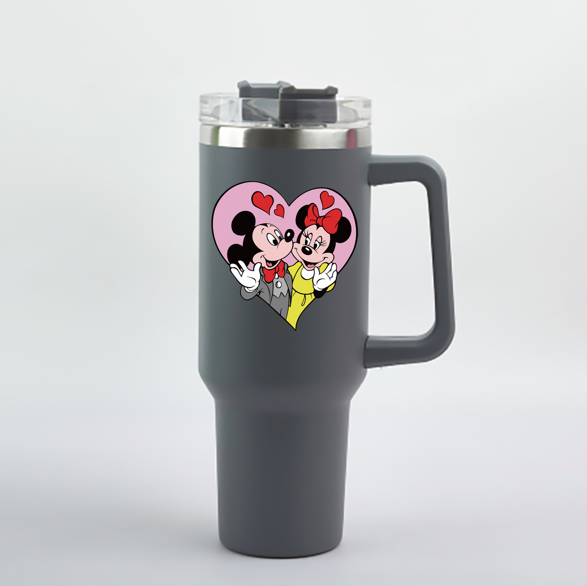 （画像用） ミッキーマウス Mickey Mouse 1200mL車用タンブラー - クリスタルステッカー（プラスチックストロー付き）