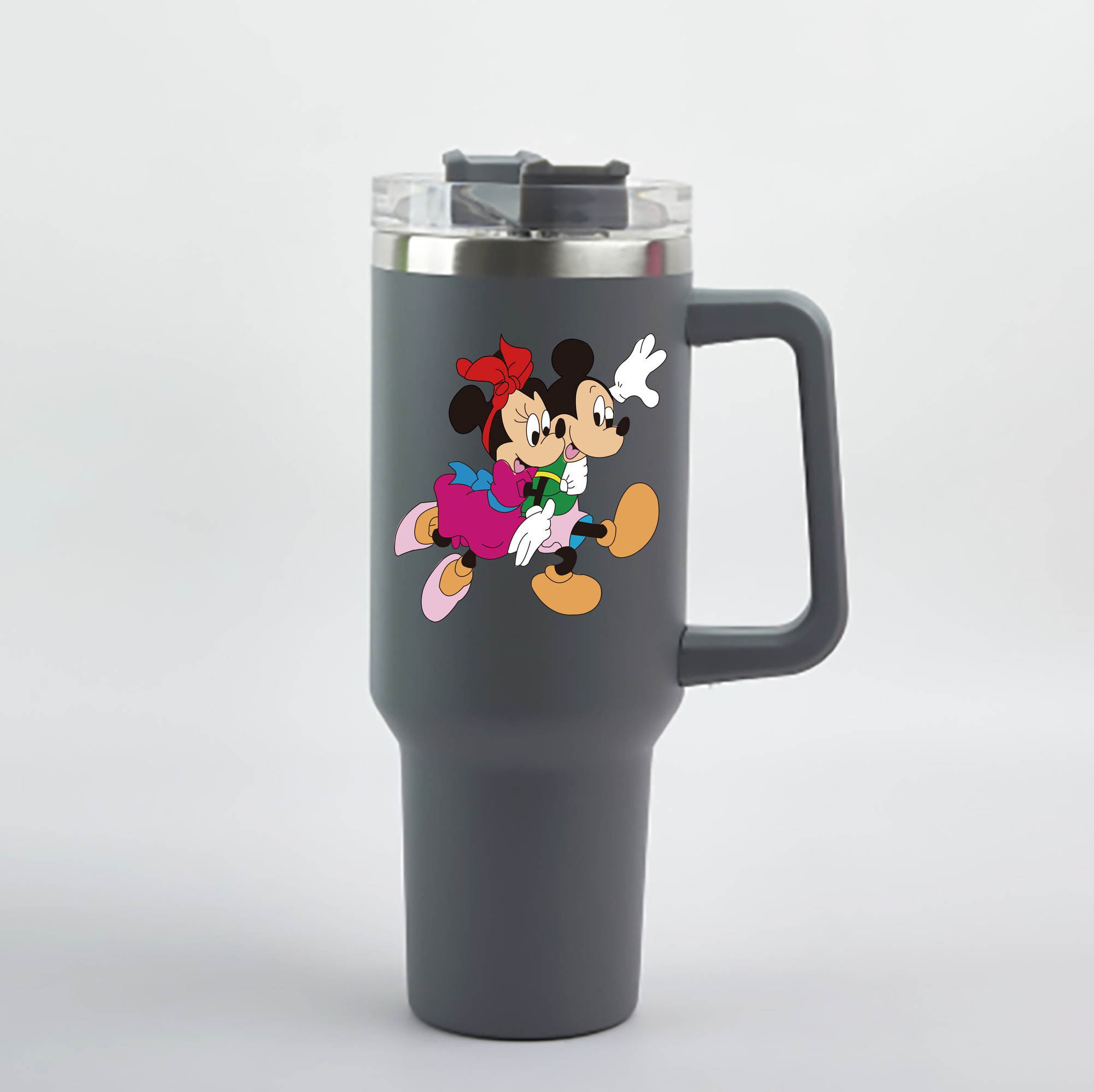（画像用） ミッキーマウス Mickey Mouse 1200mL車用タンブラー - クリスタルステッカー（プラスチックストロー付き）