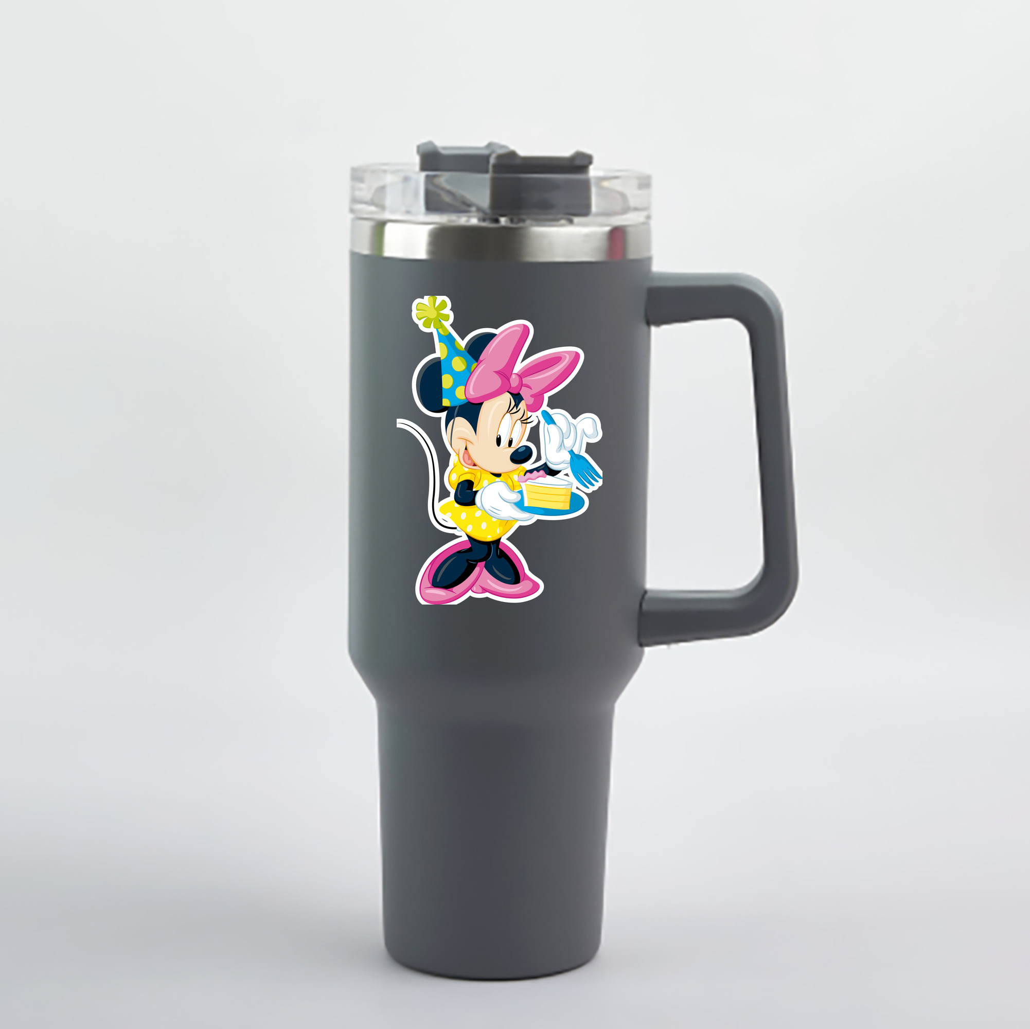 （画像用） ミッキーマウス Mickey Mouse 1200mL車用タンブラー - クリスタルステッカー（プラスチックストロー付き）
