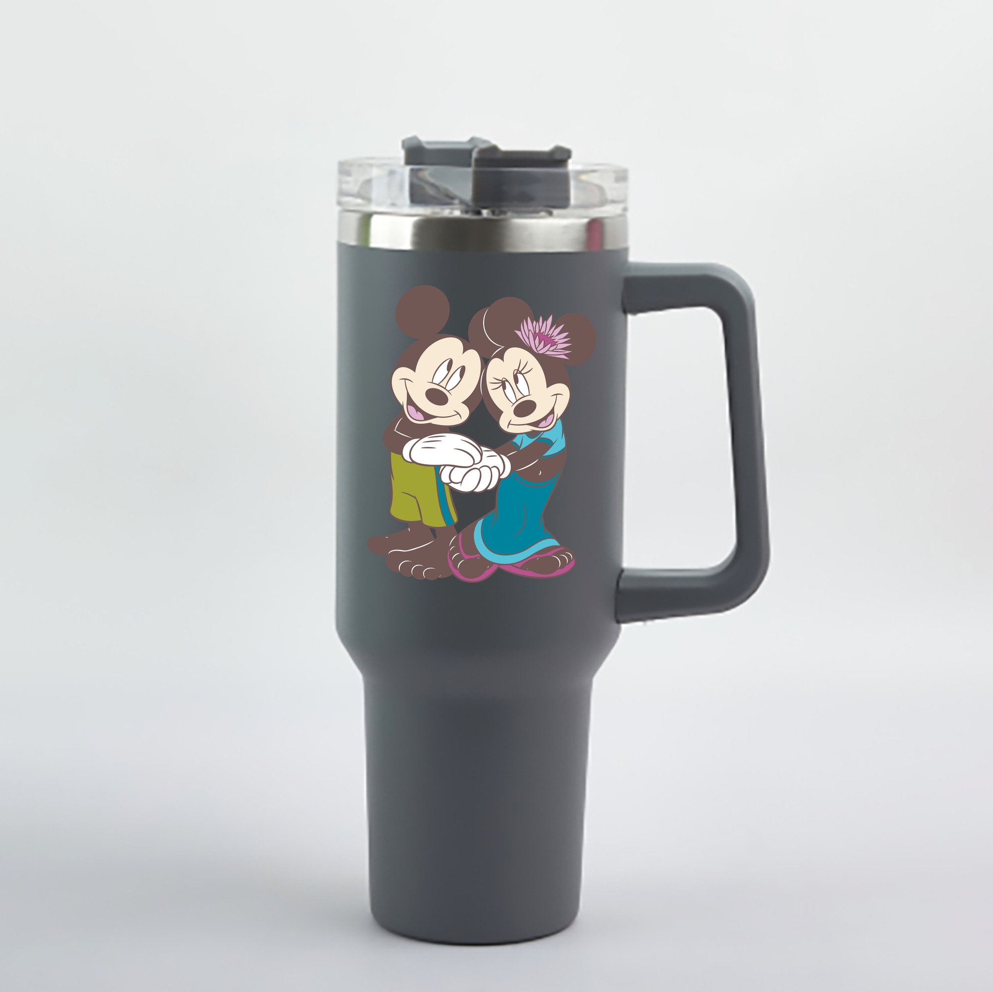 （画像用） ミッキーマウス Mickey Mouse 1200mL車用タンブラー - クリスタルステッカー（プラスチックストロー付き）
