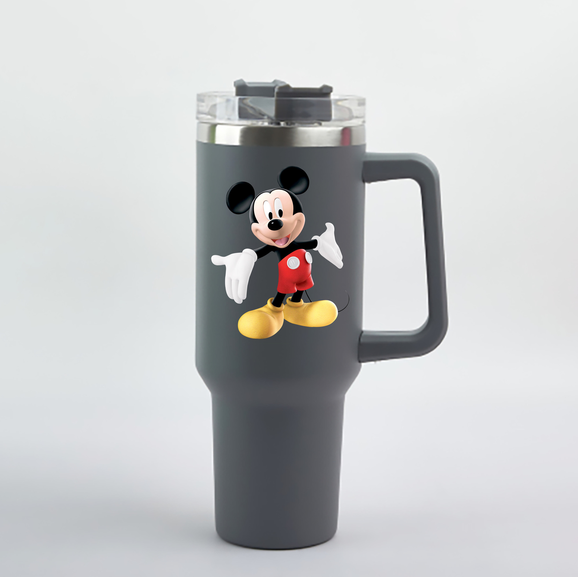 （画像用） ミッキーマウス Mickey Mouse 1200mL車用タンブラー - クリスタルステッカー（プラスチックストロー付き）