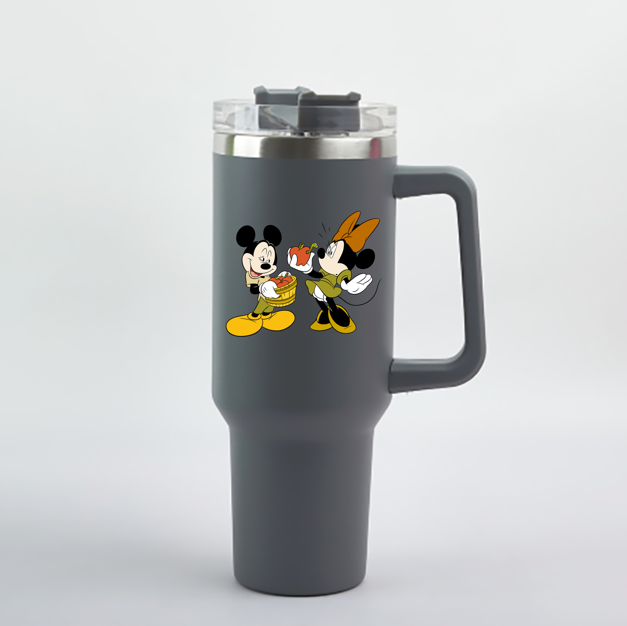 ミッキーマウス Mickey Mouse 1200mL車用タンブラー - クリスタルステッカー（プラスチックストロー付き）