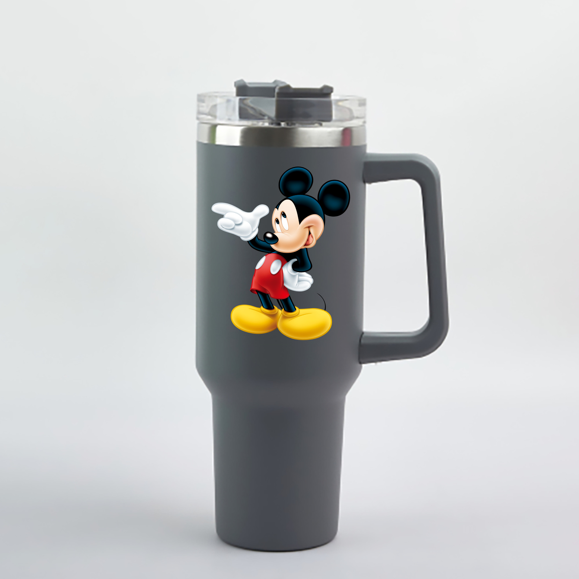 （画像用） ミッキーマウス Mickey Mouse 1200mL車用タンブラー - クリスタルステッカー（プラスチックストロー付き）