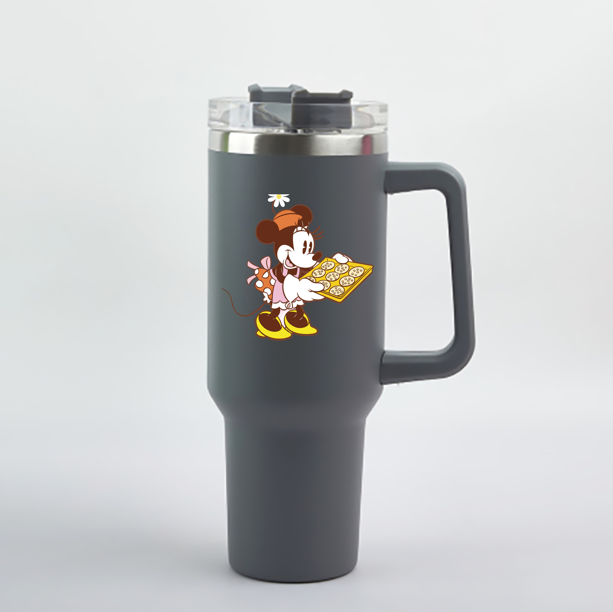 （画像用） ミッキーマウス Mickey Mouse 1200mL車用タンブラー - クリスタルステッカー（プラスチックストロー付き）