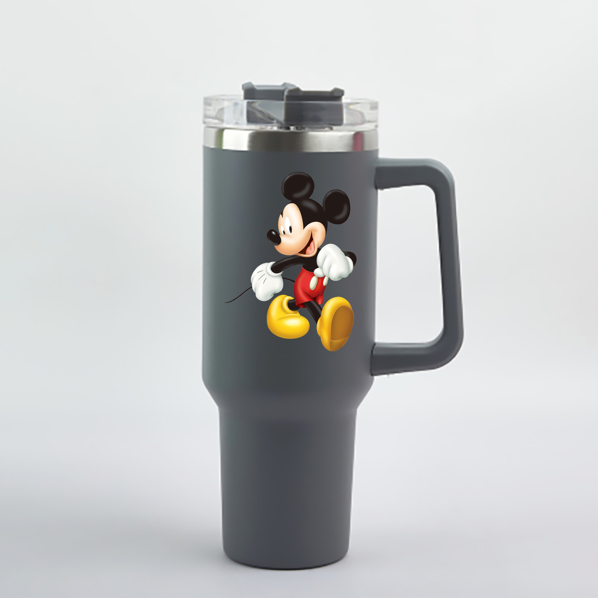 （画像用） ミッキーマウス Mickey Mouse 1200mL車用タンブラー - クリスタルステッカー（プラスチックストロー付き）