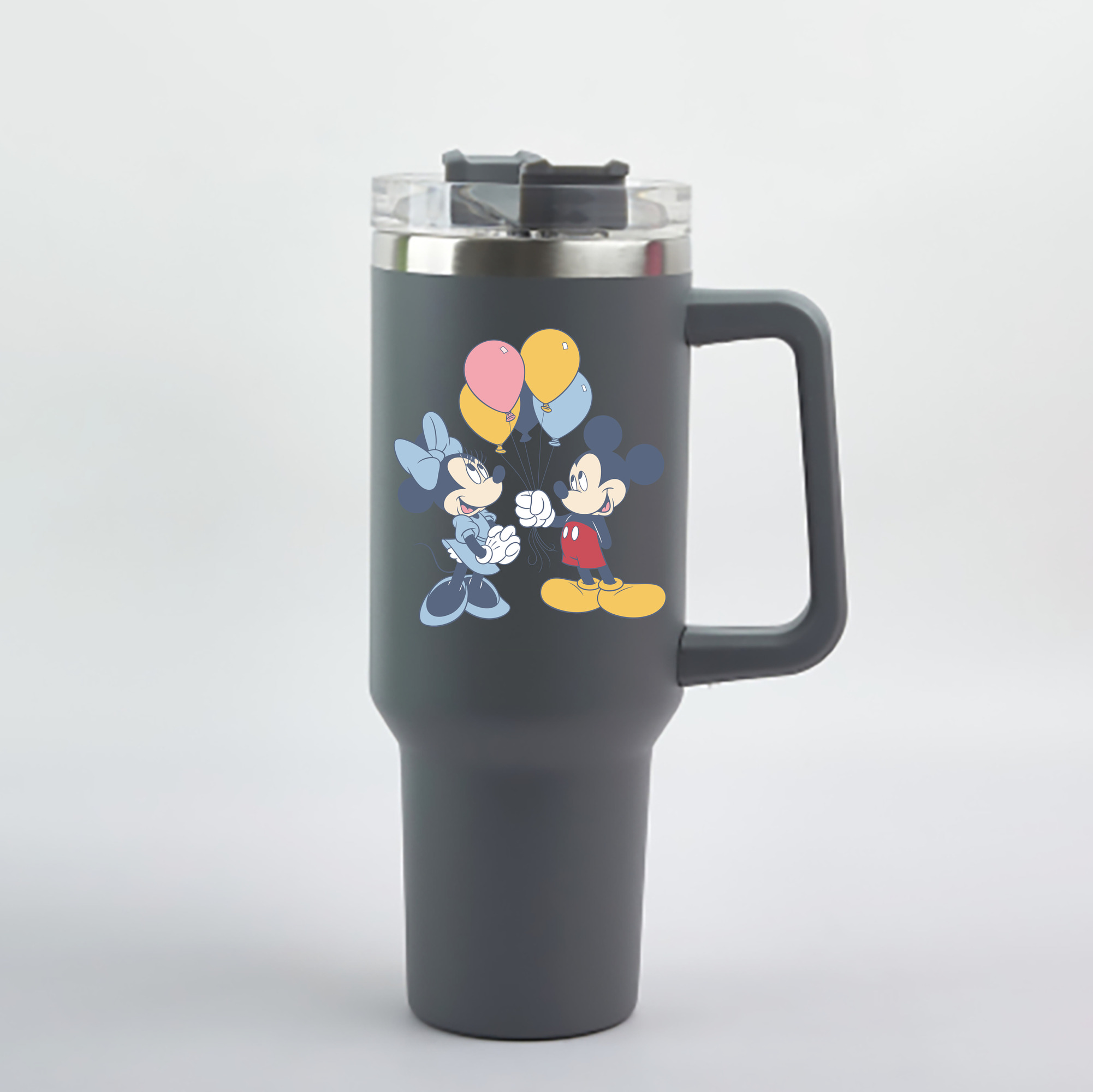 （画像用） ミッキーマウス Mickey Mouse 1200mL車用タンブラー - クリスタルステッカー（プラスチックストロー付き）