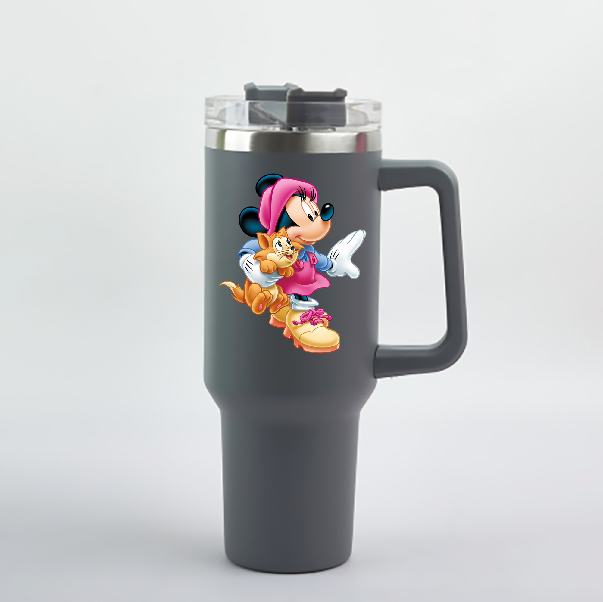 （画像用） ミッキーマウス Mickey Mouse 1200mL車用タンブラー - クリスタルステッカー（プラスチックストロー付き）
