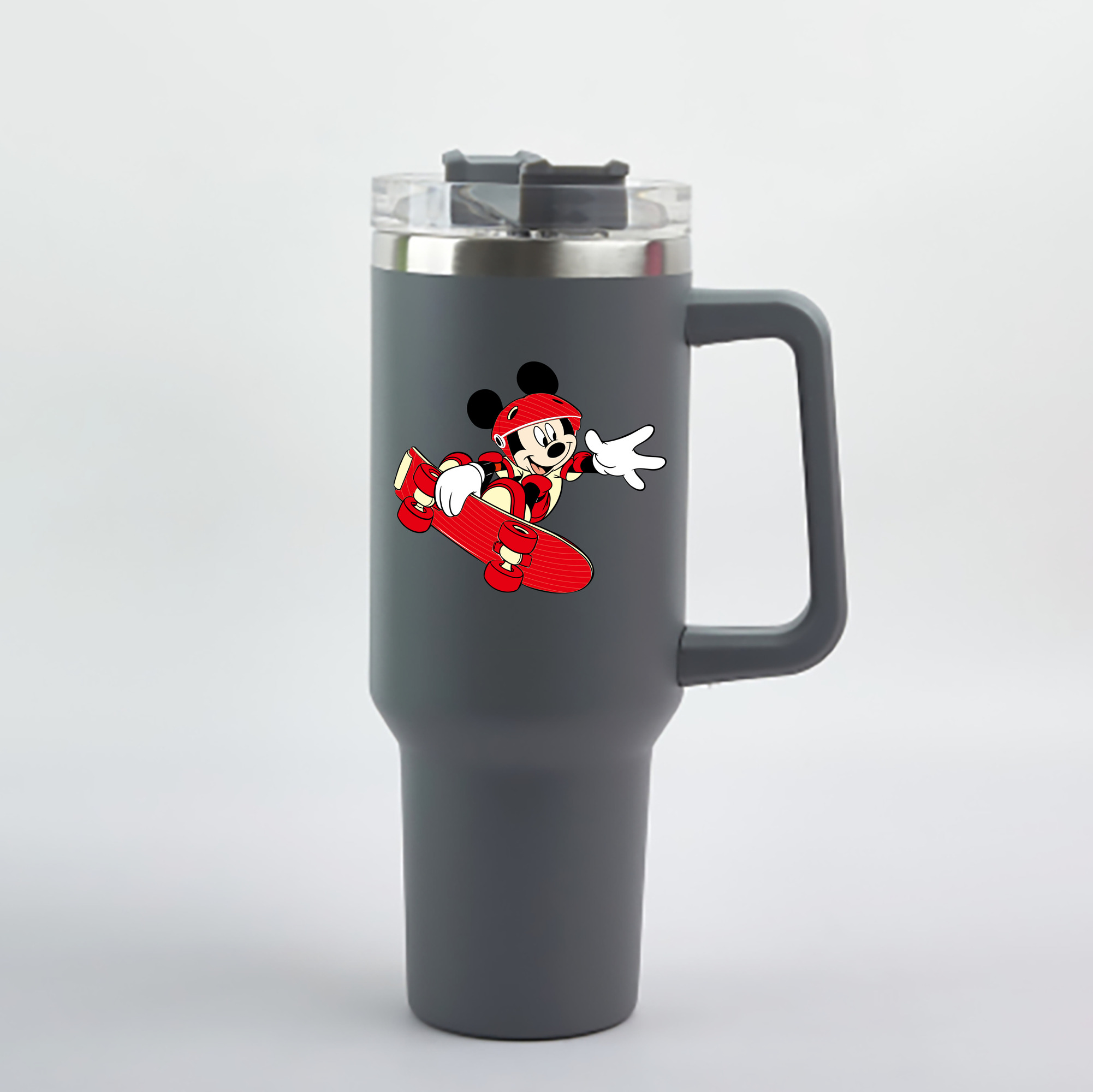 （画像用） ミッキーマウス Mickey Mouse 1200mL車用タンブラー - クリスタルステッカー（プラスチックストロー付き）
