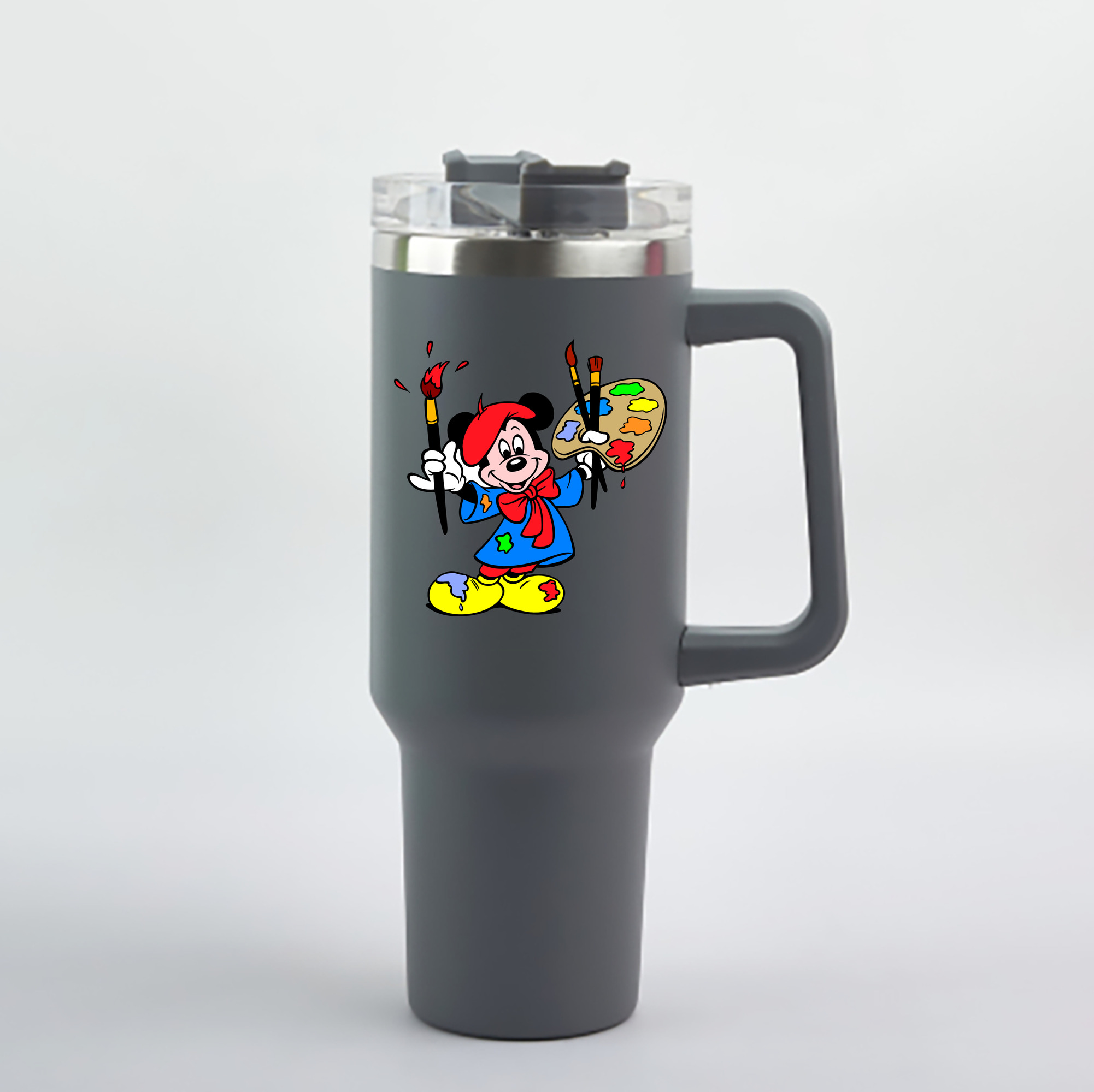 （画像用） ミッキーマウス Mickey Mouse 1200mL車用タンブラー - クリスタルステッカー（プラスチックストロー付き）