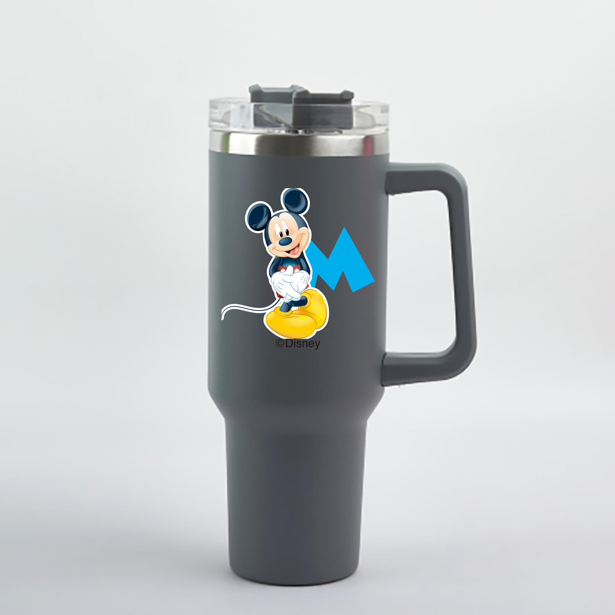 （画像用） ミッキーマウス Mickey Mouse 1200mL車用タンブラー - クリスタルステッカー（プラスチックストロー付き）