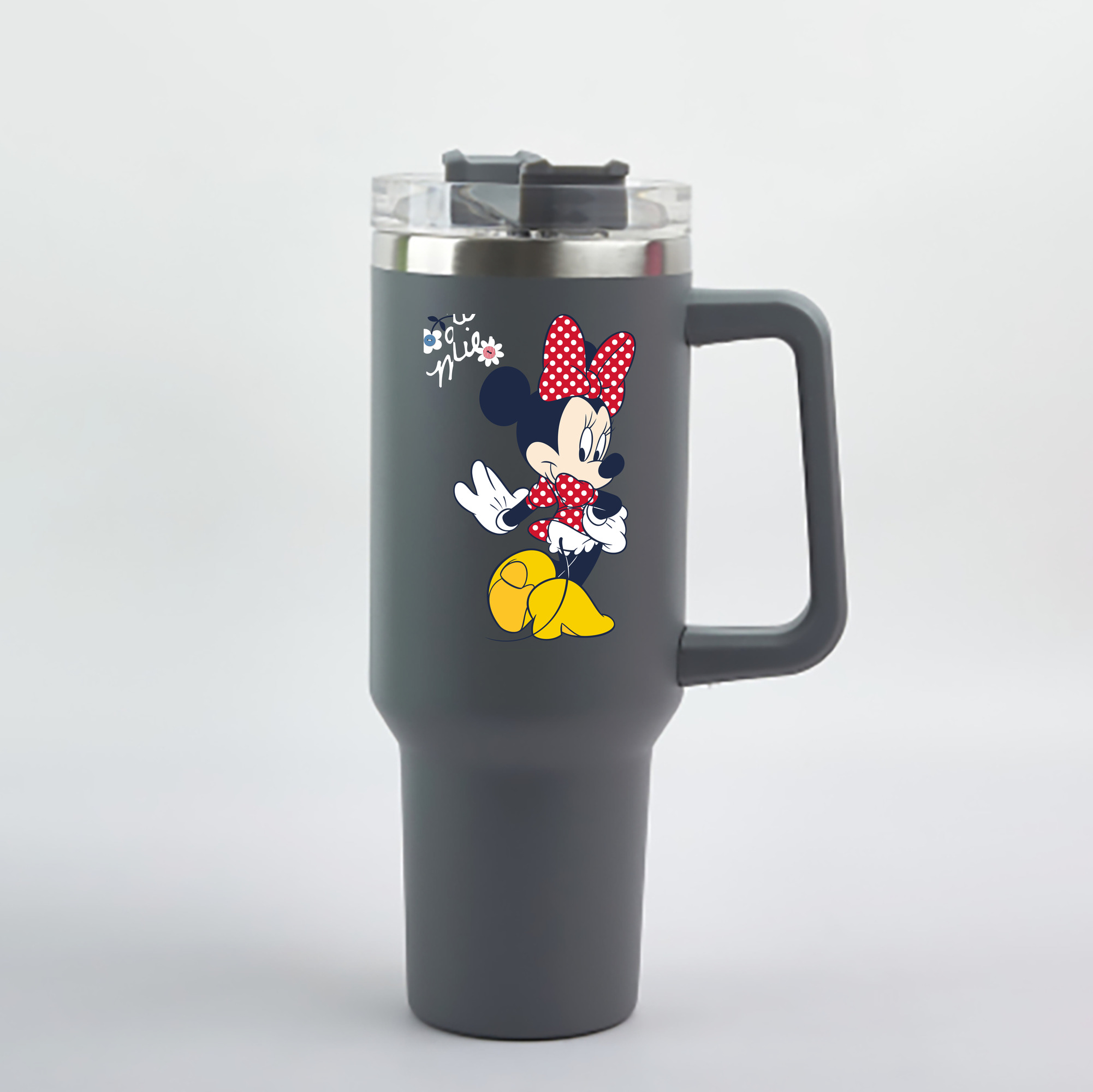 （画像用） ミッキーマウス Mickey Mouse 1200mL車用タンブラー - クリスタルステッカー（プラスチックストロー付き）