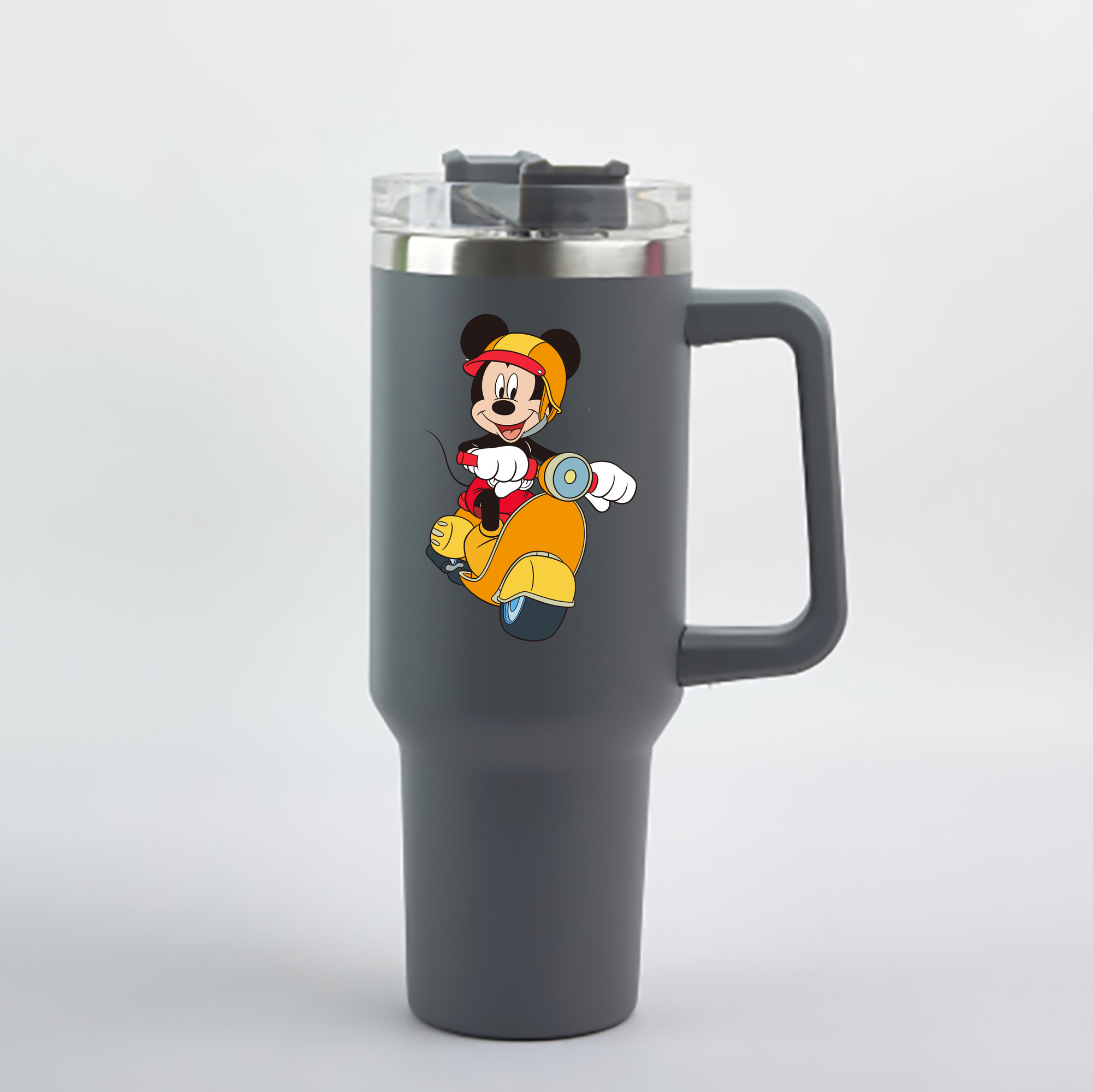 （画像用） ミッキーマウス Mickey Mouse 1200mL車用タンブラー - クリスタルステッカー（プラスチックストロー付き）