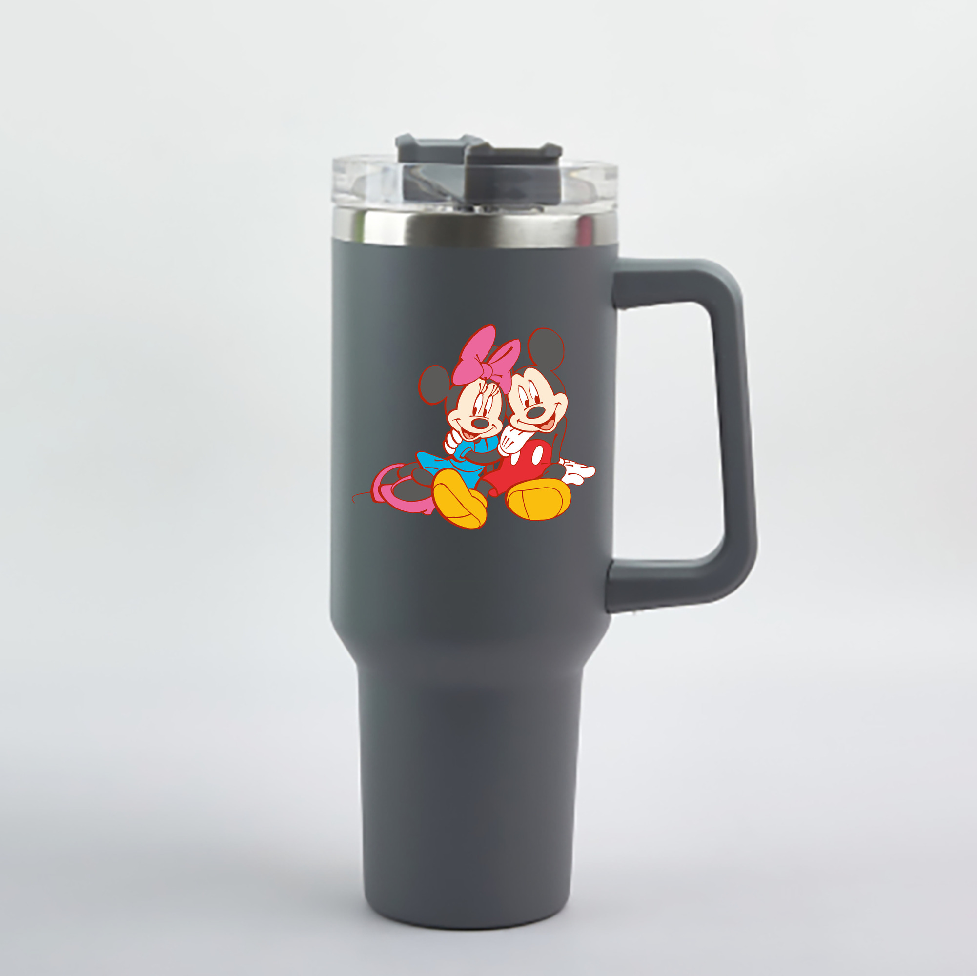 （画像用） ミッキーマウス Mickey Mouse 1200mL車用タンブラー - クリスタルステッカー（プラスチックストロー付き）