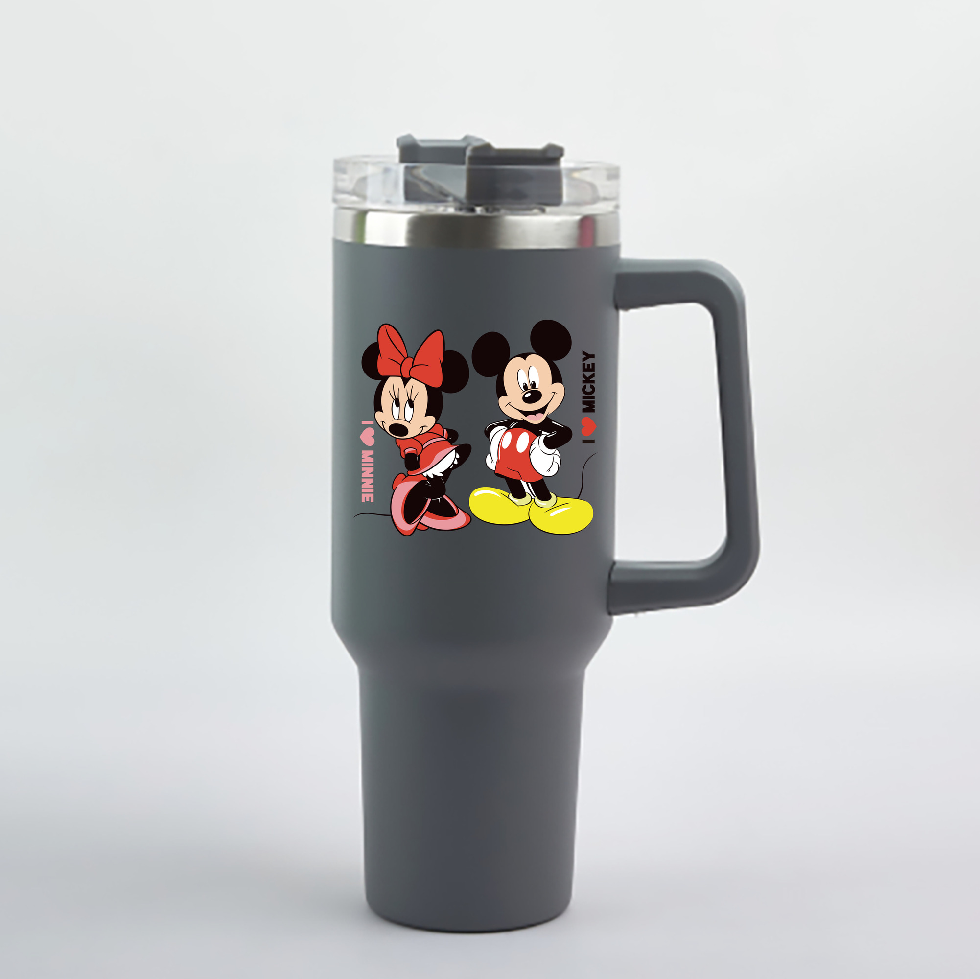 （画像用） ミッキーマウス Mickey Mouse 1200mL車用タンブラー - クリスタルステッカー（プラスチックストロー付き）