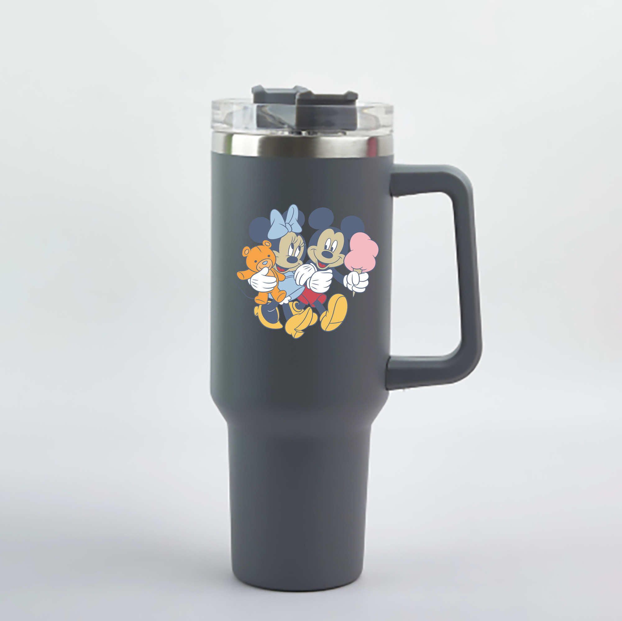 ミッキーマウス Mickey Mouse 1200mL車用タンブラー - クリスタルステッカー（プラスチックストロー付き）
