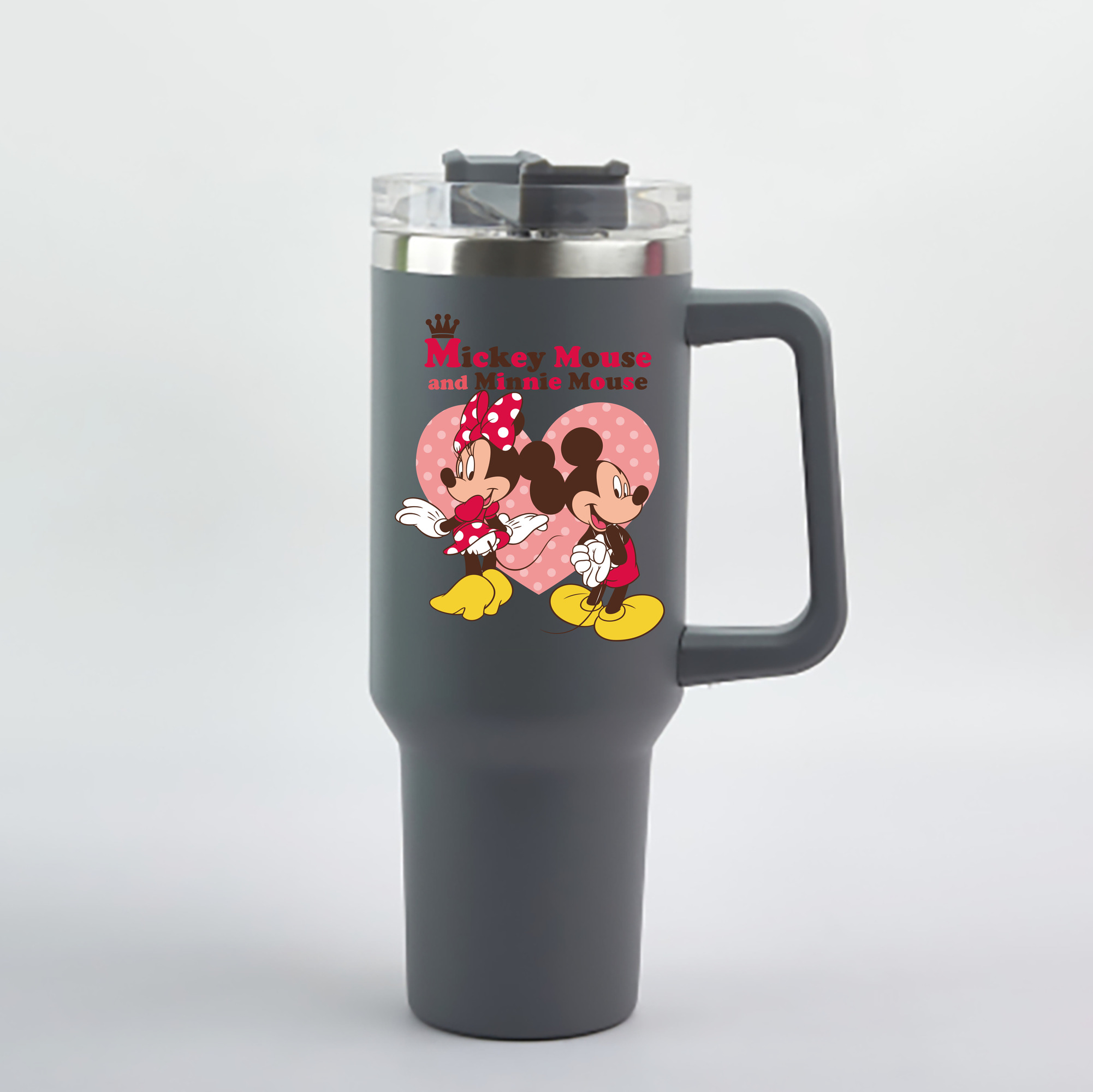 （画像用） ミッキーマウス Mickey Mouse 1200mL車用タンブラー - クリスタルステッカー（プラスチックストロー付き）