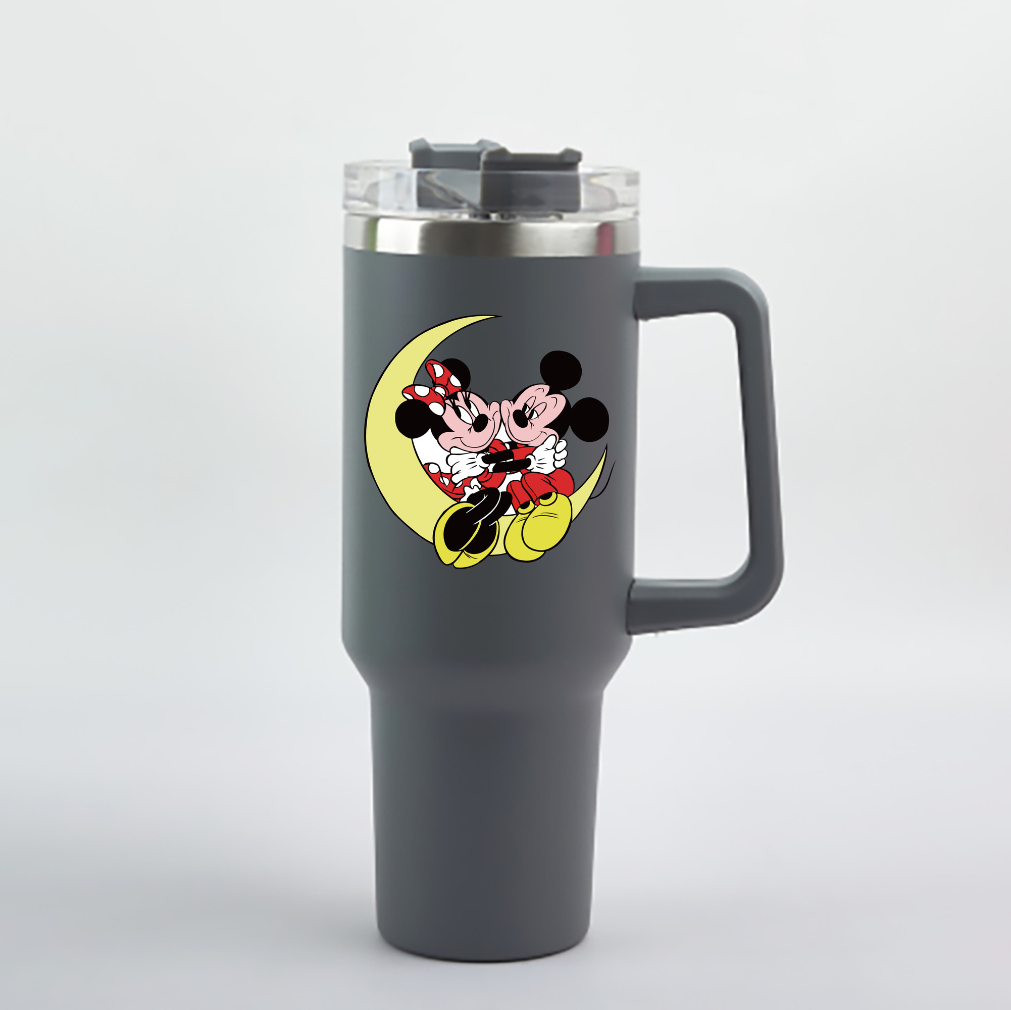 （画像用） ミッキーマウス Mickey Mouse 1200mL車用タンブラー - クリスタルステッカー（プラスチックストロー付き）