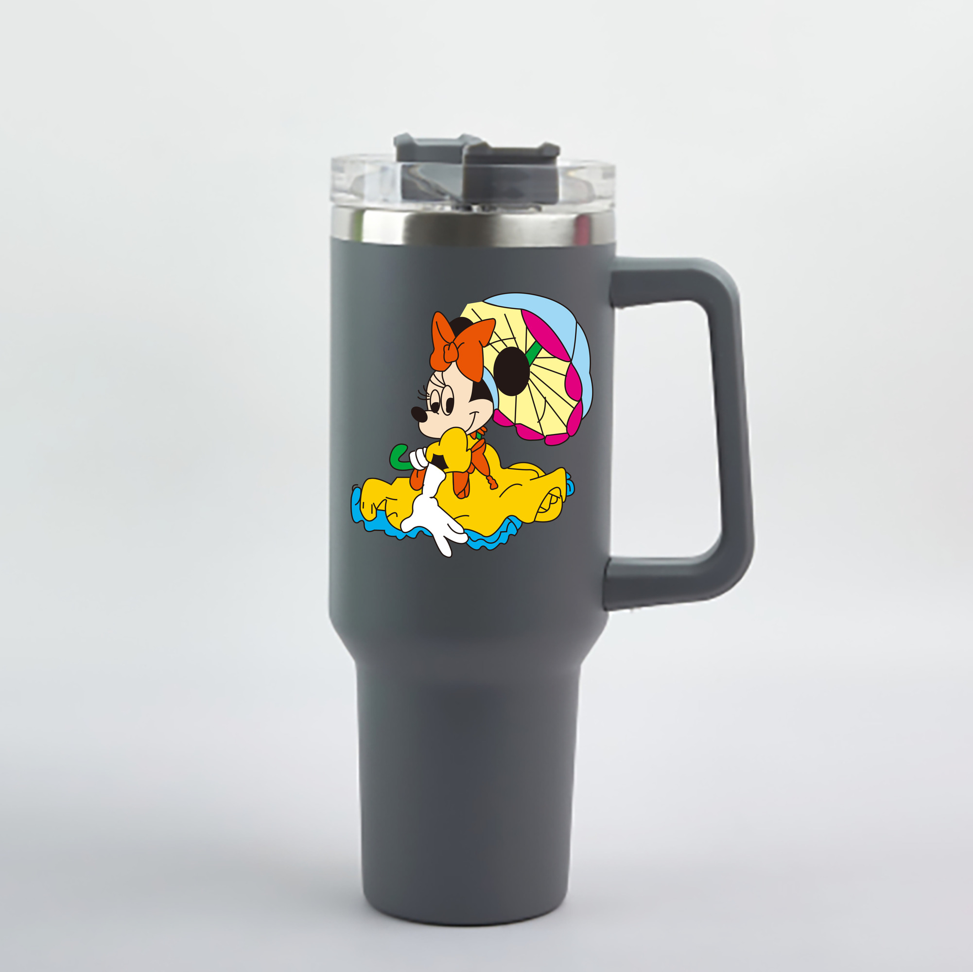 ミッキーマウス Mickey Mouse 1200mL車用タンブラー - クリスタルステッカー（プラスチックストロー付き）