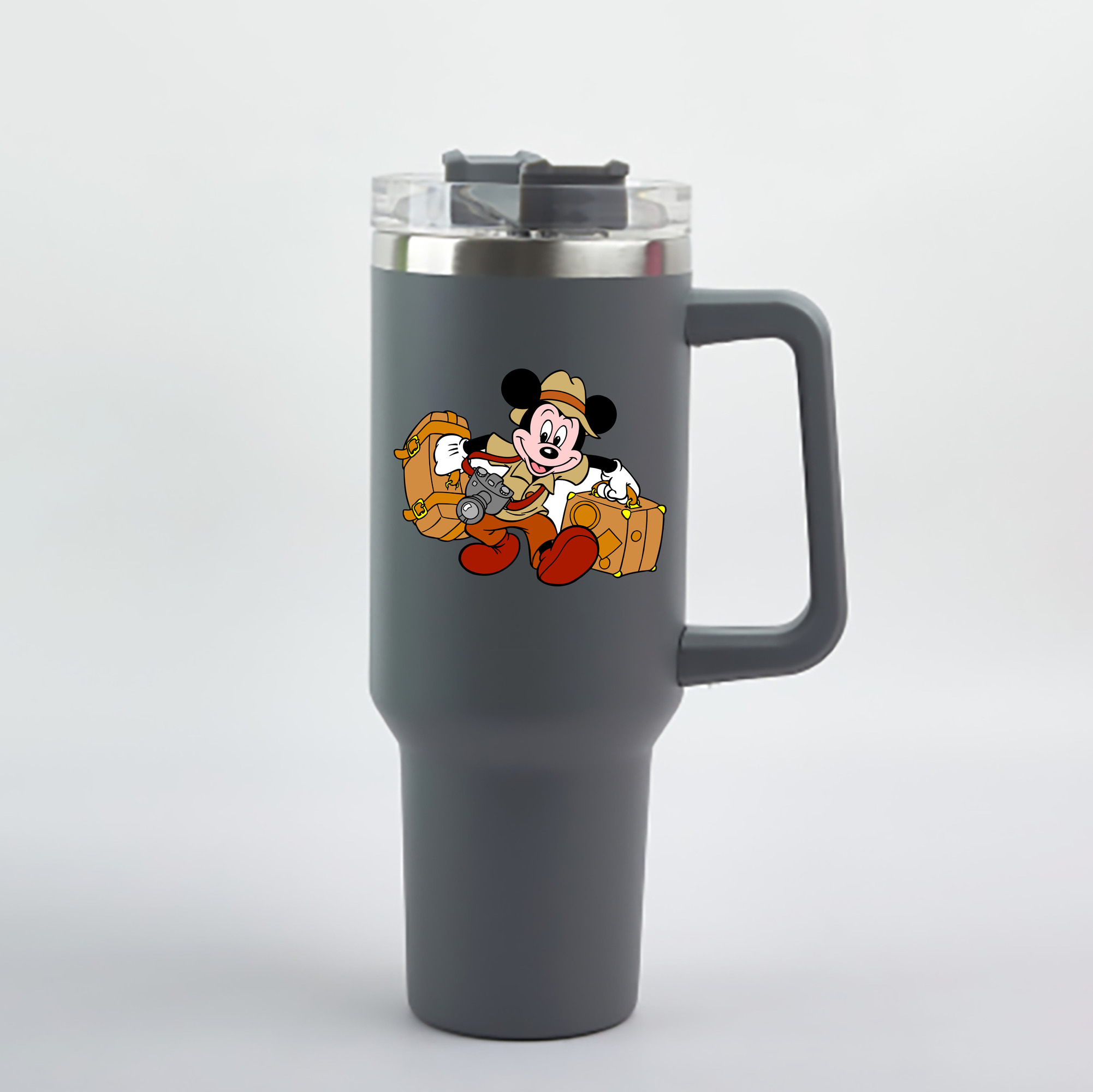 （画像用） ミッキーマウス Mickey Mouse 1200mL車用タンブラー - クリスタルステッカー（プラスチックストロー付き）