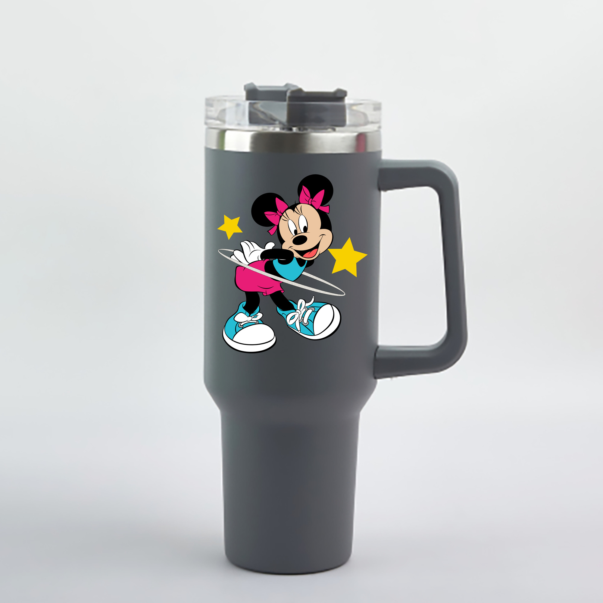 （画像用） ミッキーマウス Mickey Mouse 1200mL車用タンブラー - クリスタルステッカー（プラスチックストロー付き）