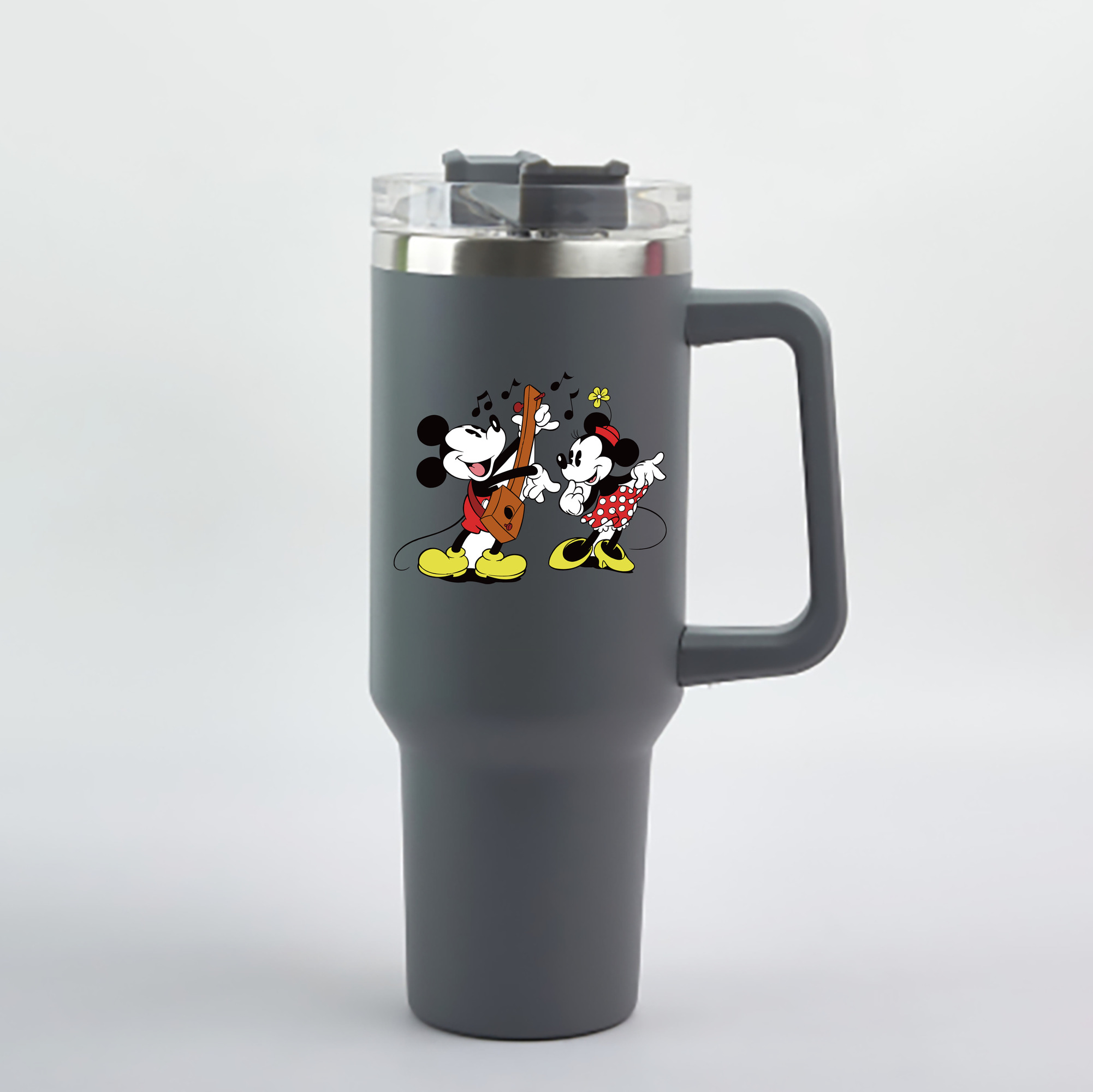（画像用） ミッキーマウス Mickey Mouse 1200mL車用タンブラー - クリスタルステッカー（プラスチックストロー付き）
