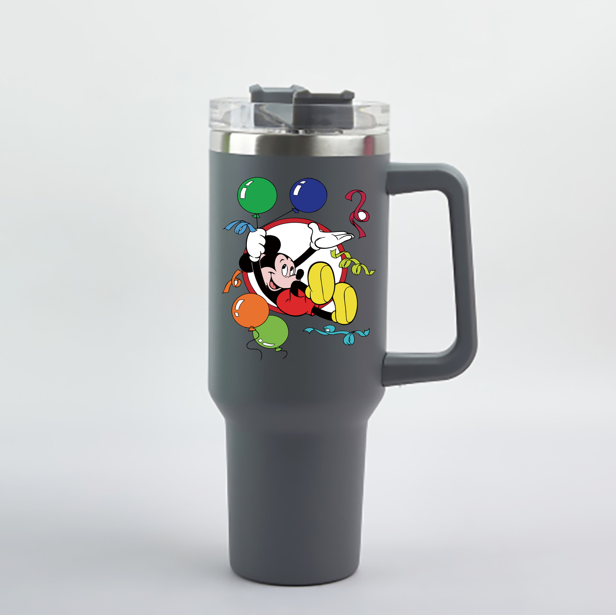 （画像用） ミッキーマウス Mickey Mouse 1200mL車用タンブラー - クリスタルステッカー（プラスチックストロー付き）