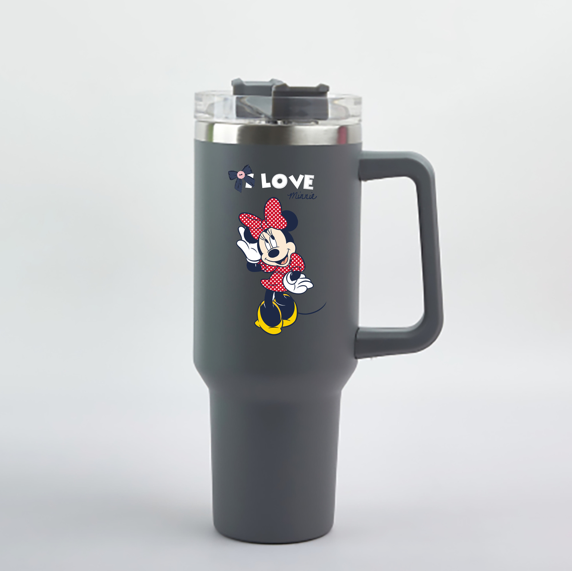 （画像用） ミッキーマウス Mickey Mouse 1200mL車用タンブラー - クリスタルステッカー（プラスチックストロー付き）