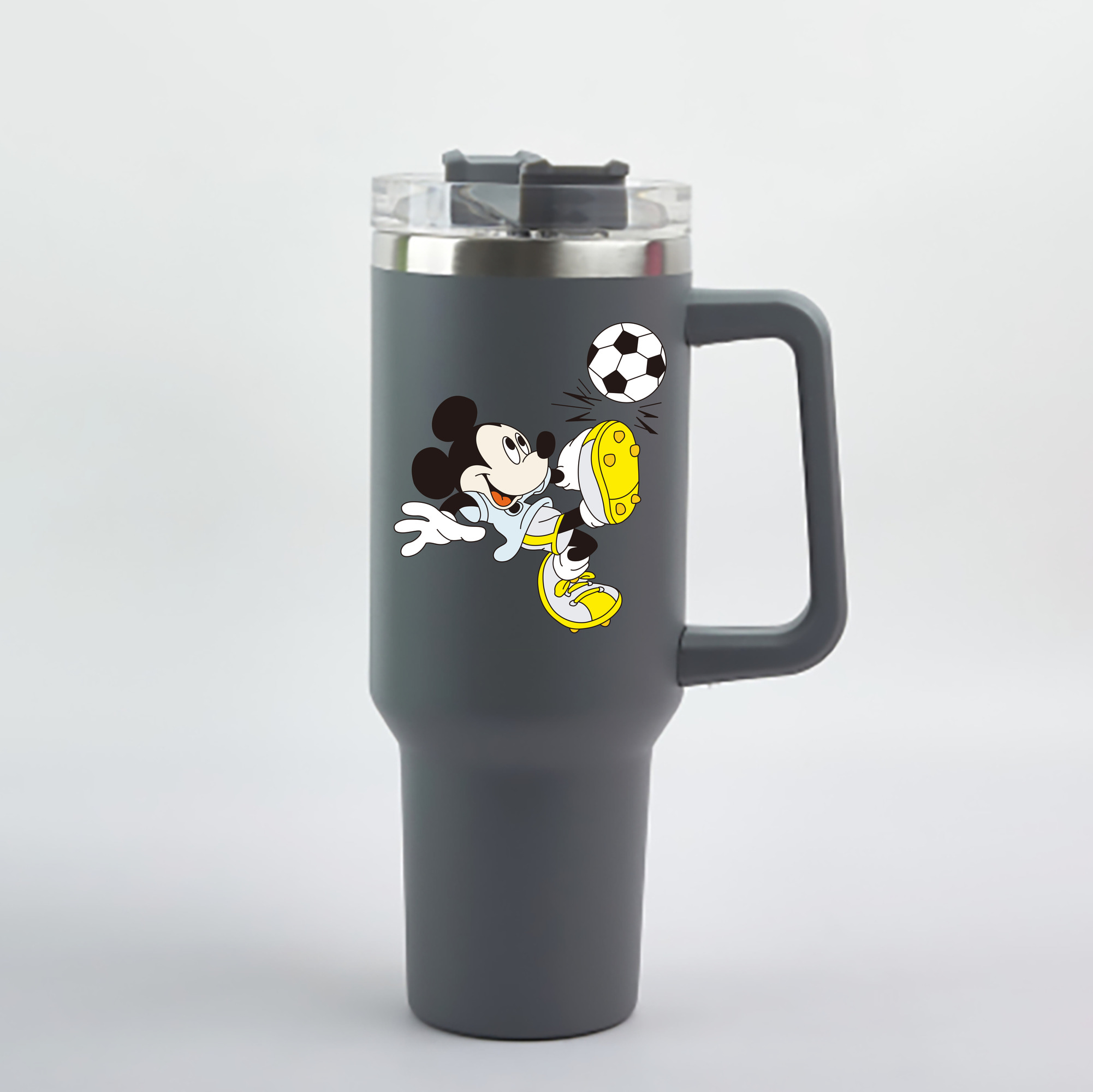 （画像用） ミッキーマウス Mickey Mouse 1200mL車用タンブラー - クリスタルステッカー（プラスチックストロー付き）