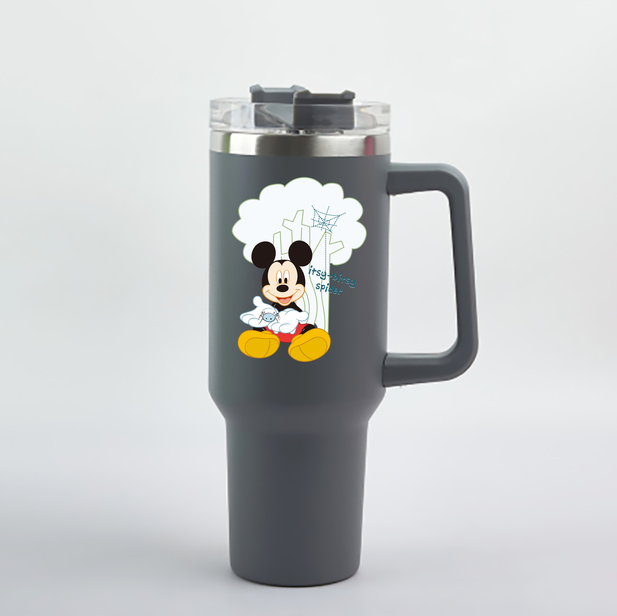 （画像用） ミッキーマウス Mickey Mouse 1200mL車用タンブラー - クリスタルステッカー（プラスチックストロー付き）