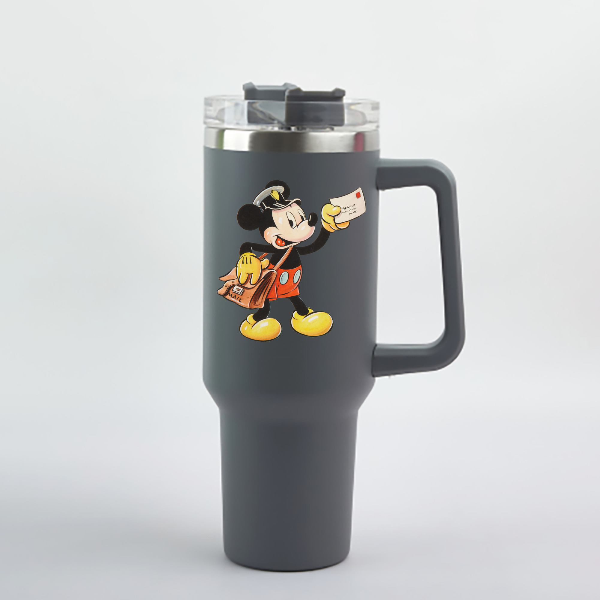 （画像用） ミッキーマウス Mickey Mouse 1200mL車用タンブラー - クリスタルステッカー（プラスチックストロー付き）