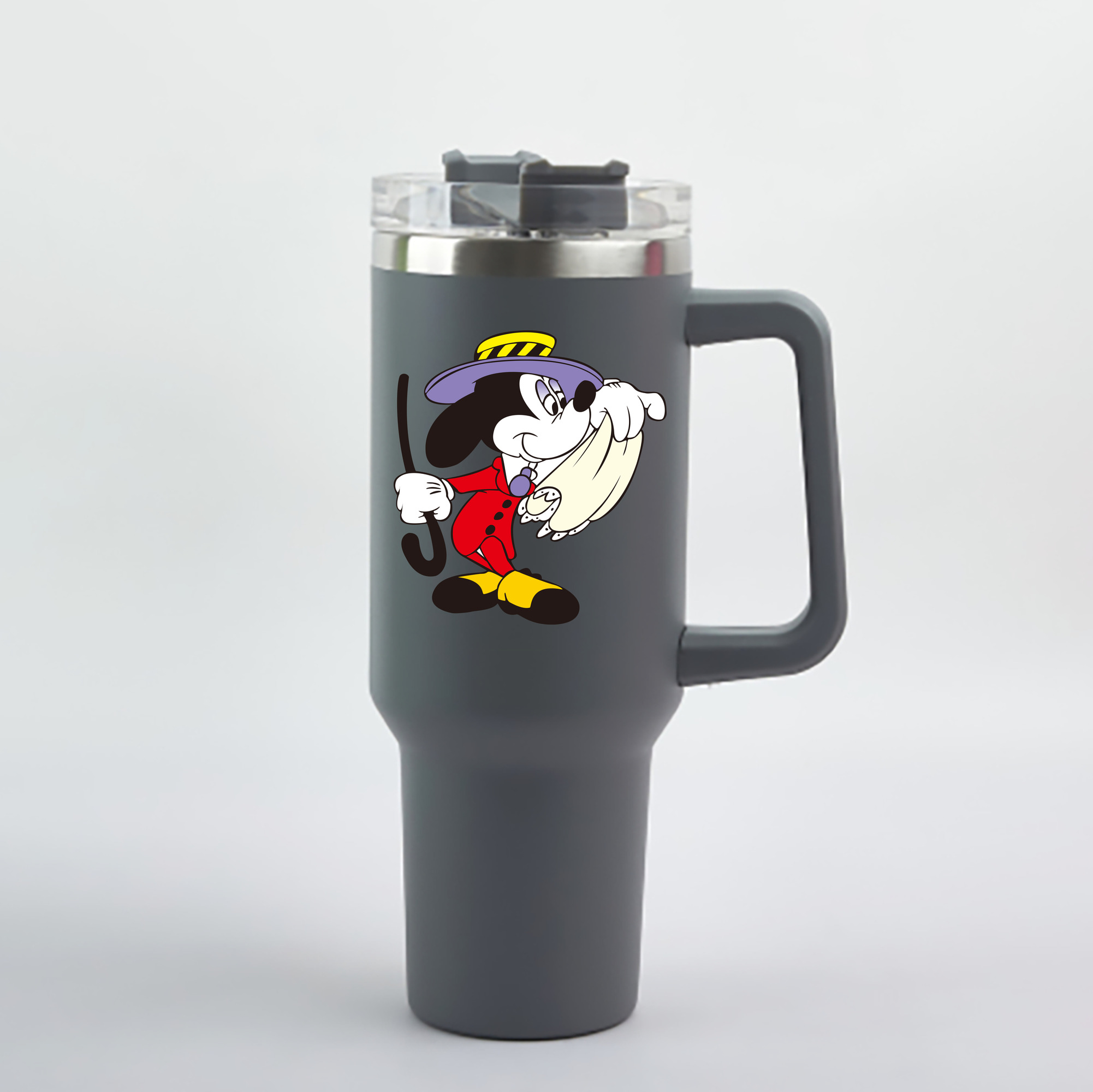 （画像用） ミッキーマウス Mickey Mouse 1200mL車用タンブラー - クリスタルステッカー（プラスチックストロー付き）
