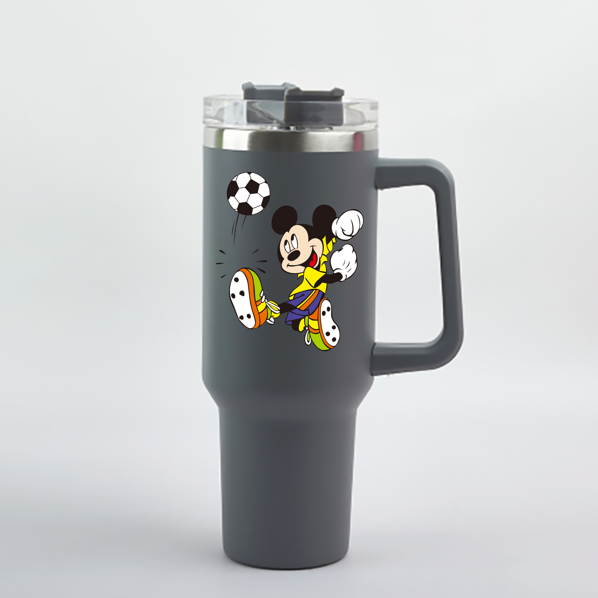 （画像用） ミッキーマウス Mickey Mouse 1200mL車用タンブラー - クリスタルステッカー（プラスチックストロー付き）