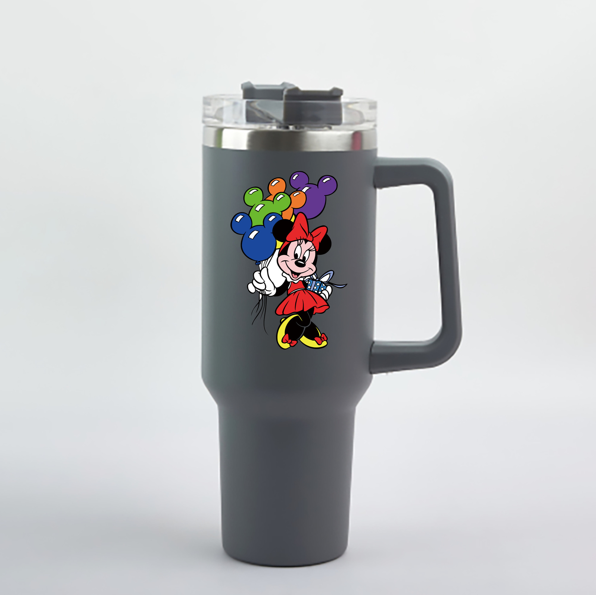 （画像用） ミッキーマウス Mickey Mouse 1200mL車用タンブラー - クリスタルステッカー（プラスチックストロー付き）