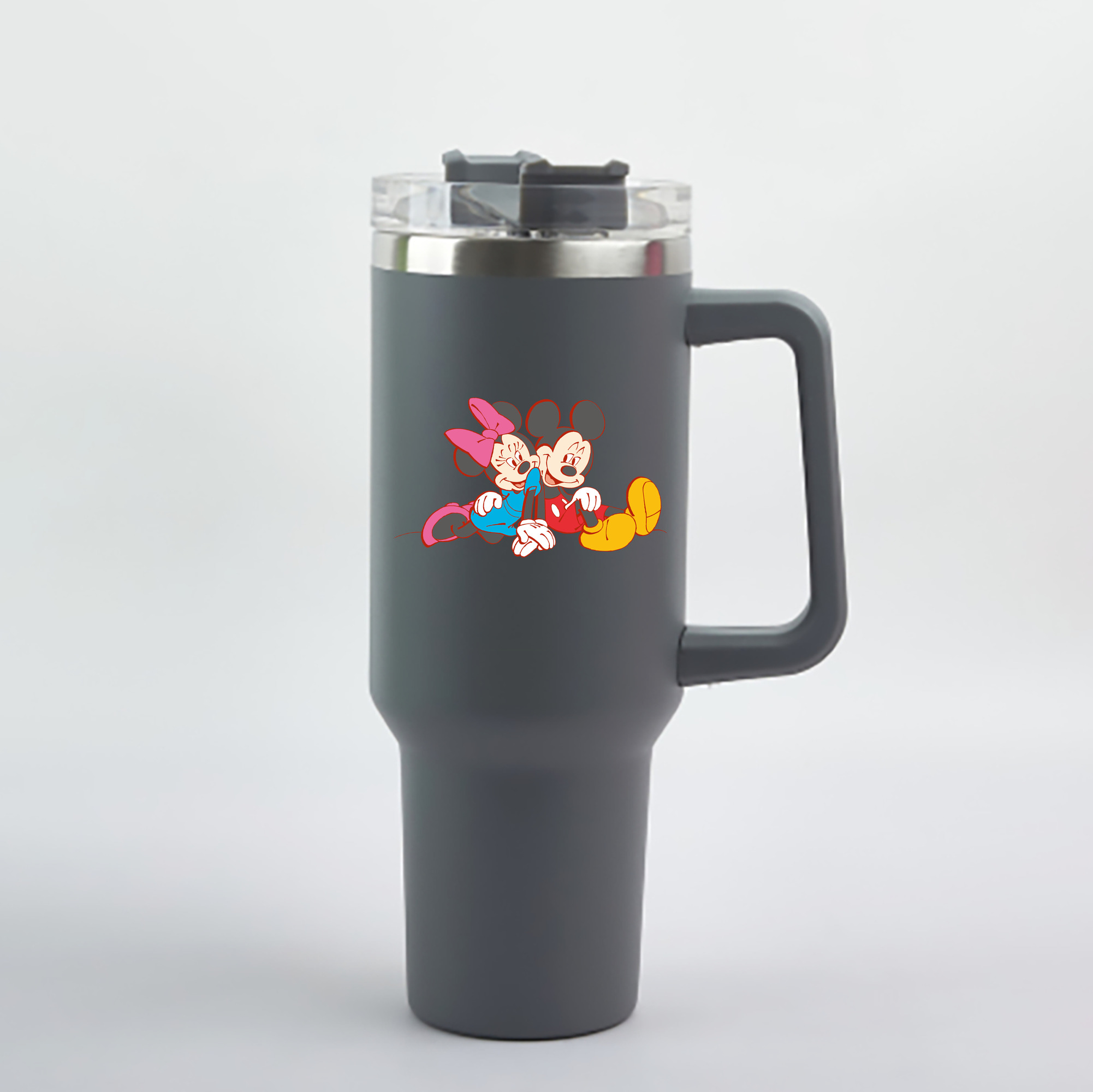 （画像用） ミッキーマウス Mickey Mouse 1200mL車用タンブラー - クリスタルステッカー（プラスチックストロー付き）