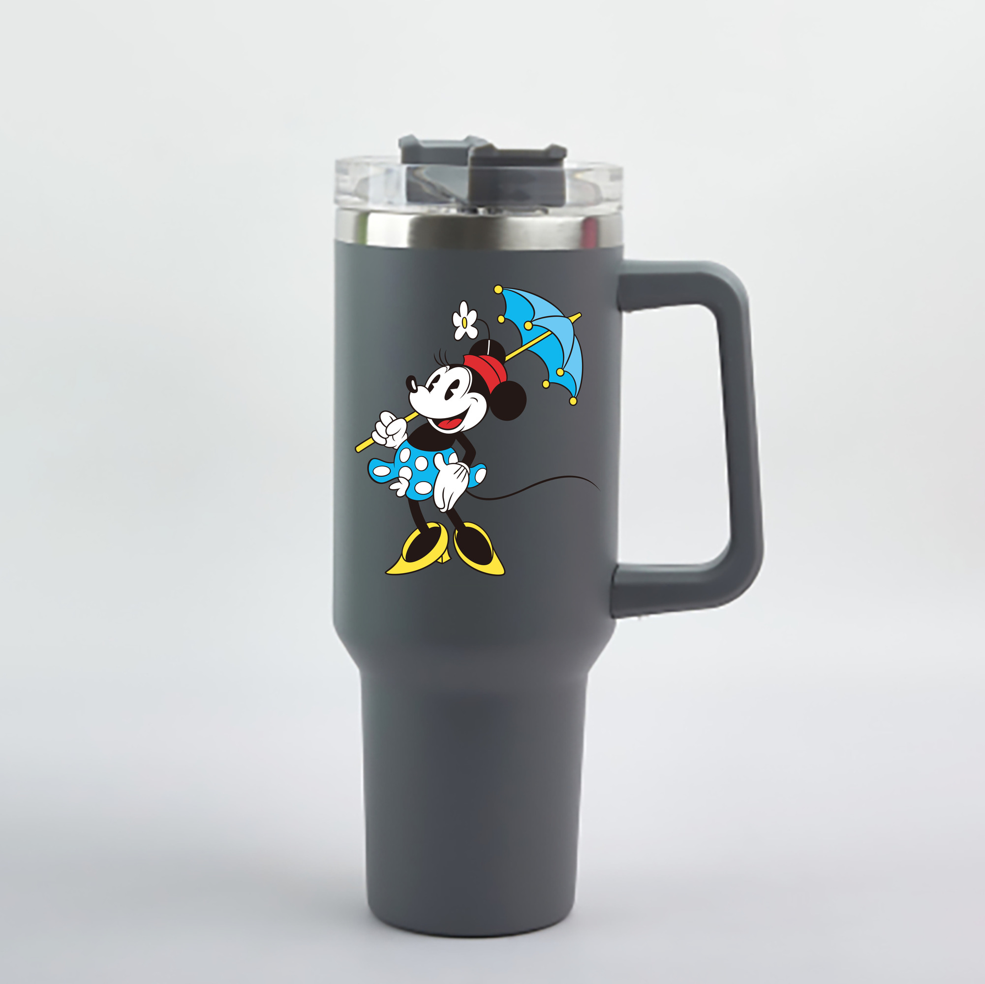 （画像用） ミッキーマウス Mickey Mouse 1200mL車用タンブラー - クリスタルステッカー（プラスチックストロー付き）