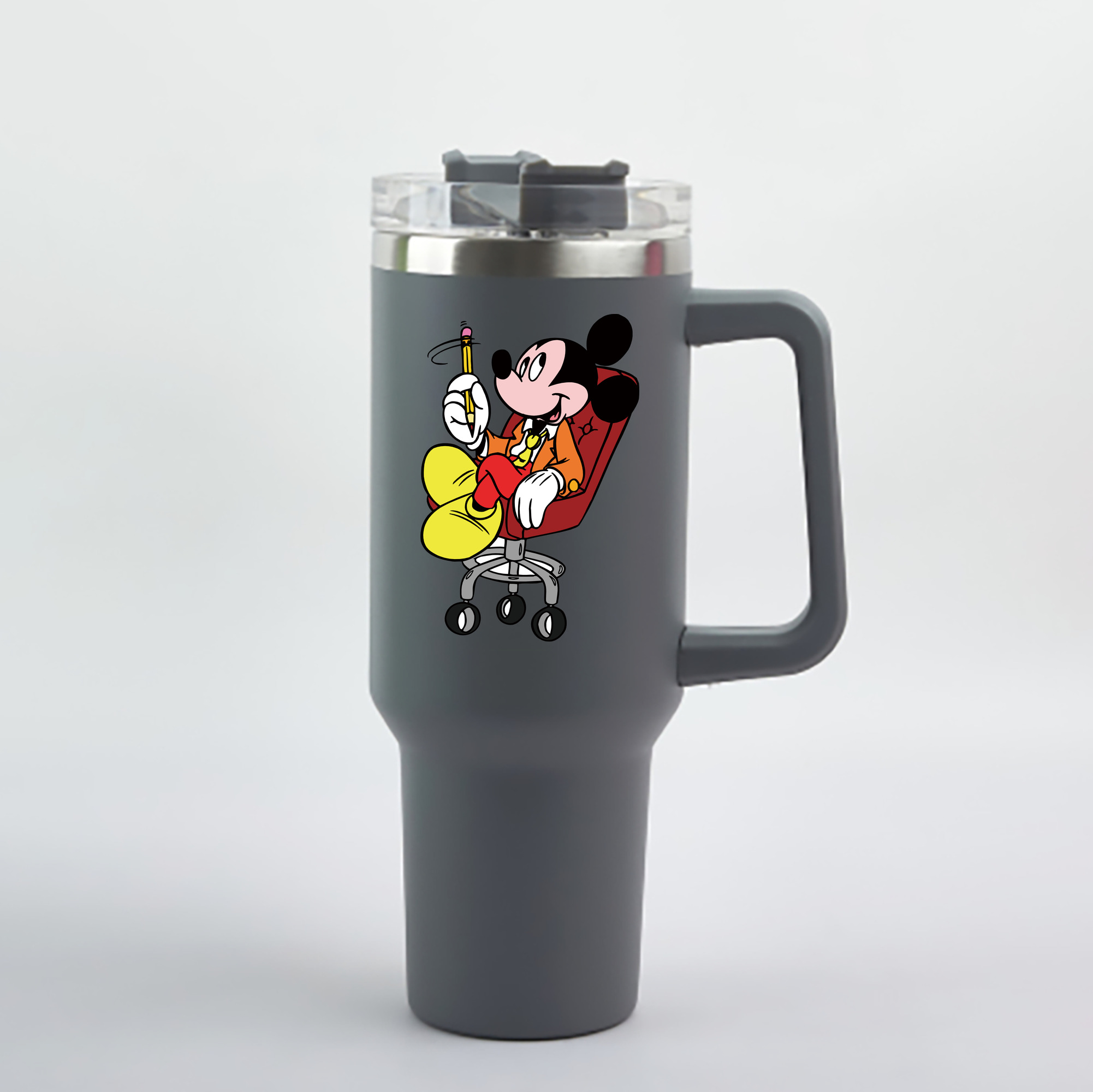 （画像用） ミッキーマウス Mickey Mouse 1200mL車用タンブラー - クリスタルステッカー（プラスチックストロー付き）