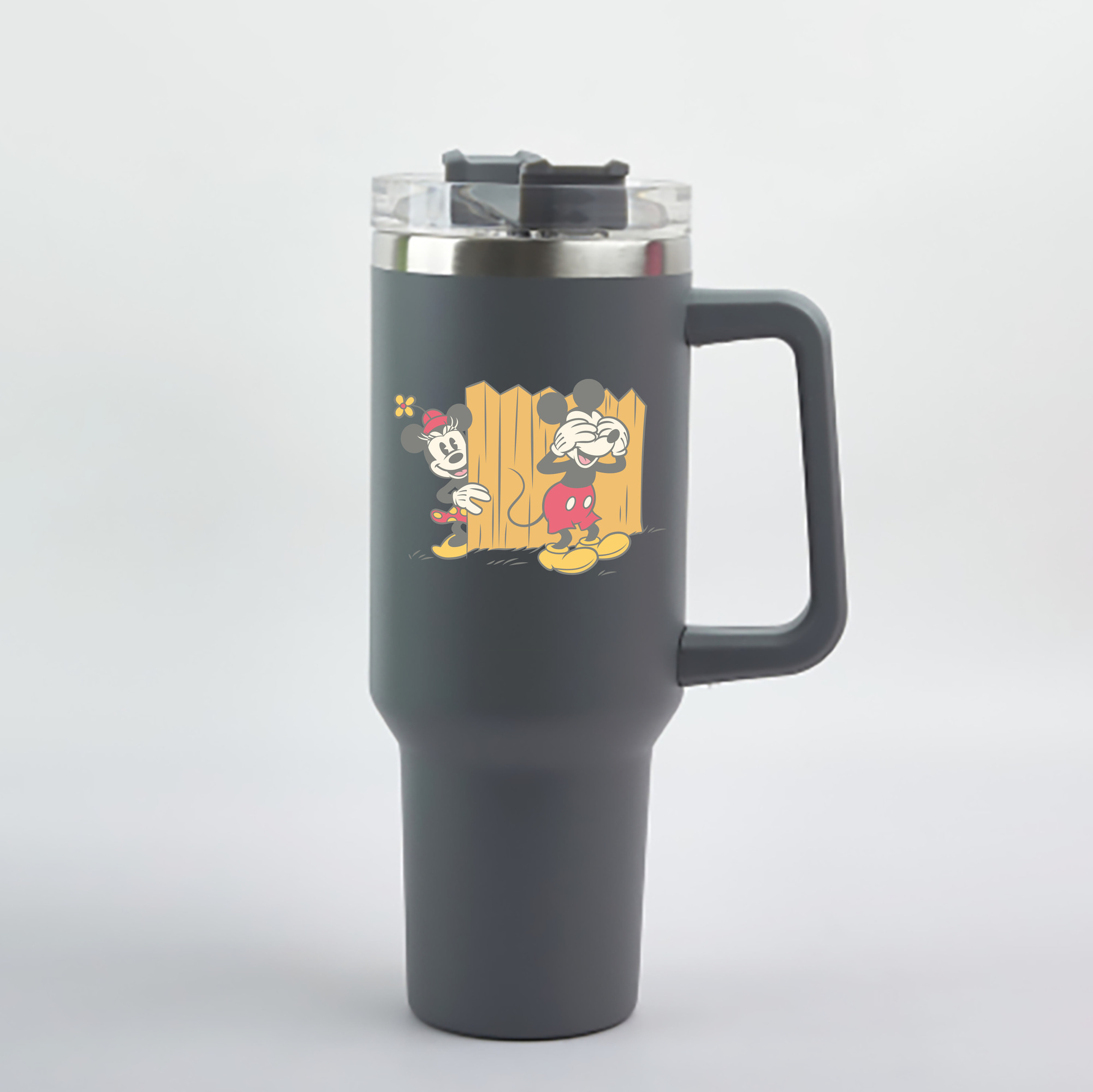 （画像用） ミッキーマウス Mickey Mouse 1200mL車用タンブラー - クリスタルステッカー（プラスチックストロー付き）