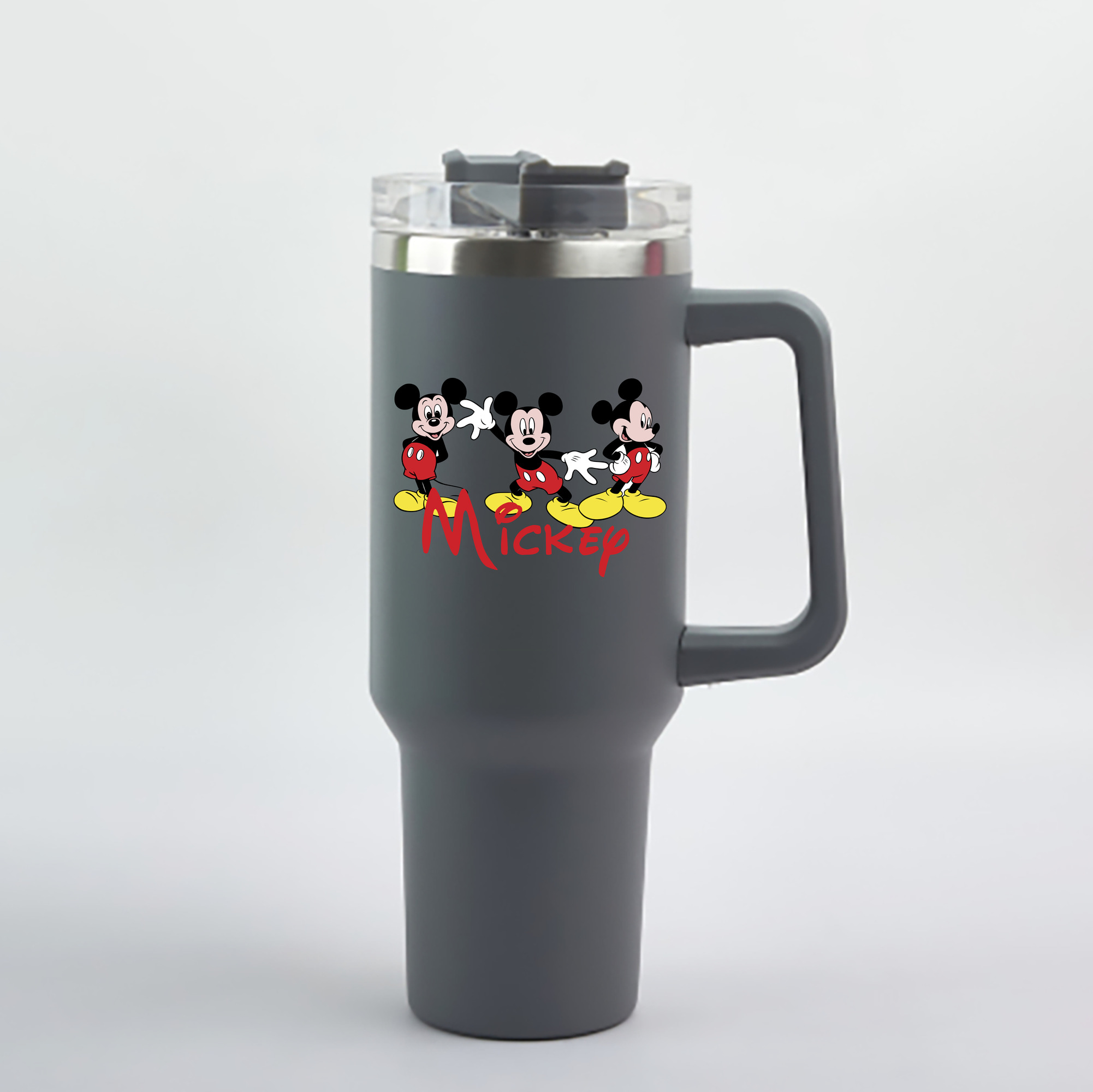（画像用） ミッキーマウス Mickey Mouse 1200mL車用タンブラー - クリスタルステッカー（プラスチックストロー付き）