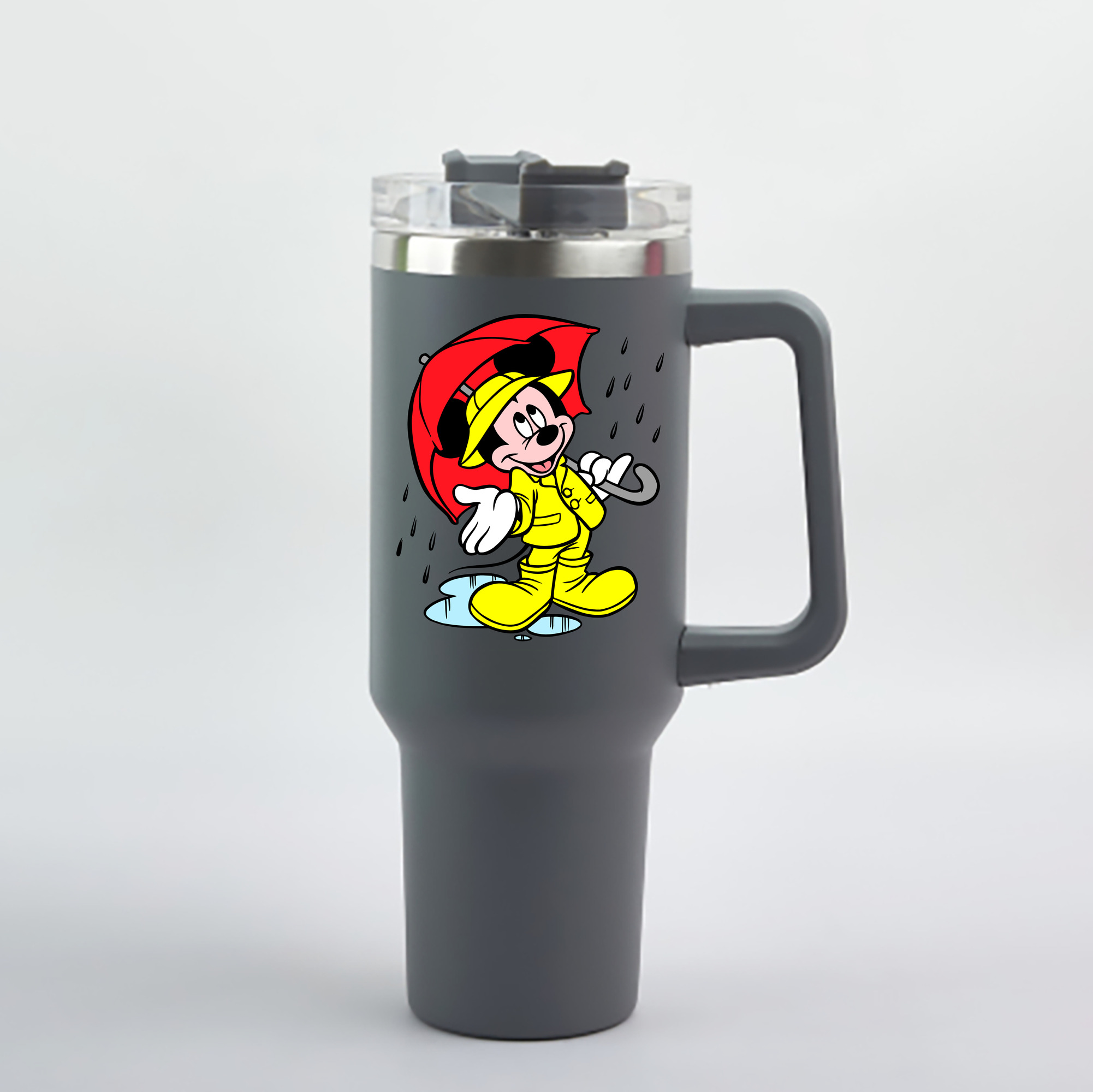 （画像用） ミッキーマウス Mickey Mouse 1200mL車用タンブラー - クリスタルステッカー（プラスチックストロー付き）