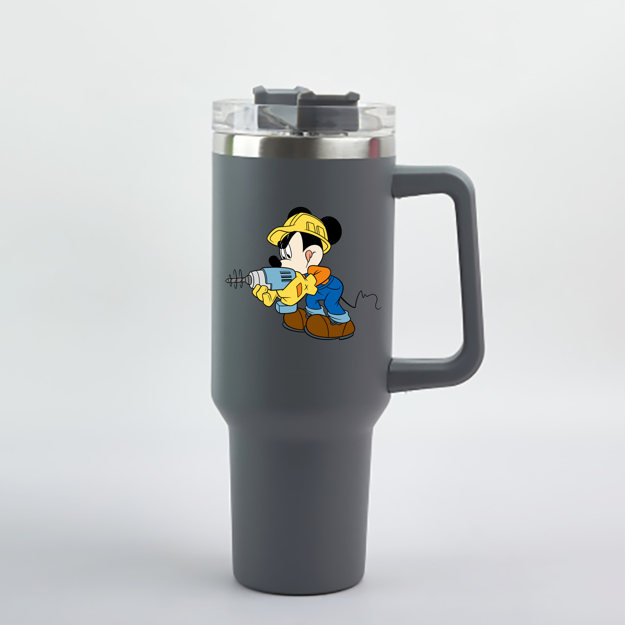 （画像用） ミッキーマウス Mickey Mouse 1200mL車用タンブラー - クリスタルステッカー（プラスチックストロー付き）